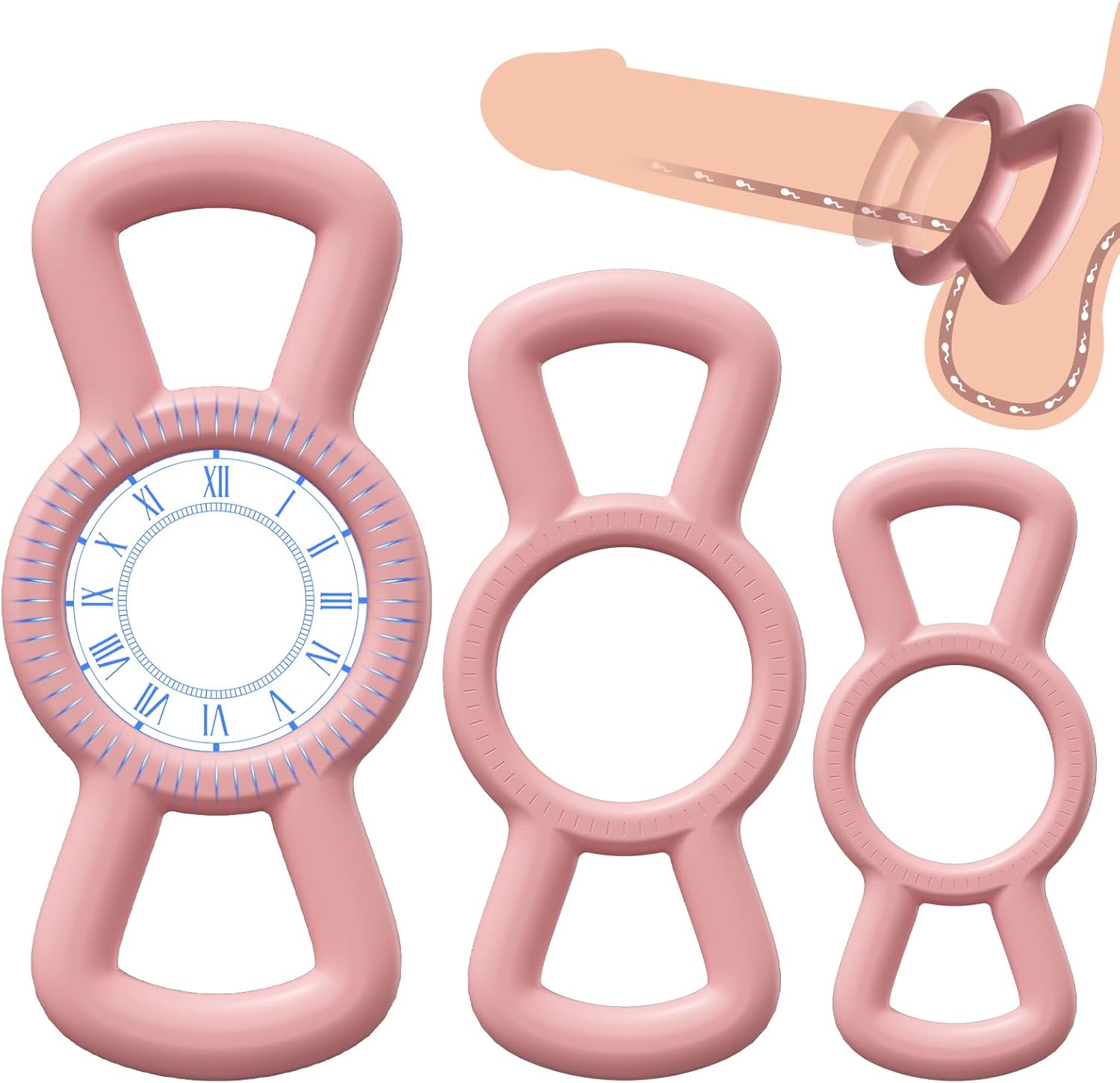 ชุดแหวนซิลิโคนสำหรับอวัยวะเพศชายพร้อมแหวน C-Ring 3 ชิ้น ช่วยให้แข็งตัวได้แน่นหนาขึ้น มีแถบด้านข้างเพื่อถอดและปรับได้ง่าย ของเล่นทางเพศสำหรับผู้ใหญ่สำหรับผู้ชายหรือคู่รัก