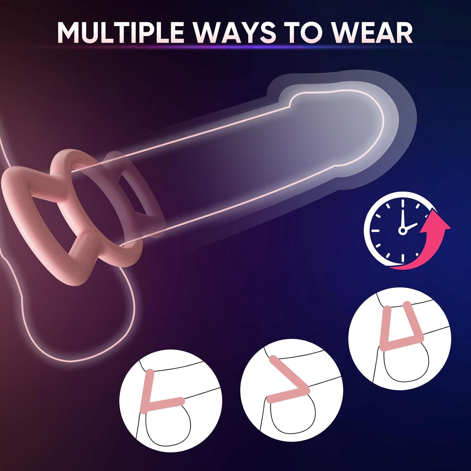 Set di anelli per cazzo/pene in silicone con 3 anelli a C - Aiuta a creare erezioni più sode e spesse - linguette laterali per una facile rimozione e regolazione giocattoli sessuali per adulti per uomini o coppia