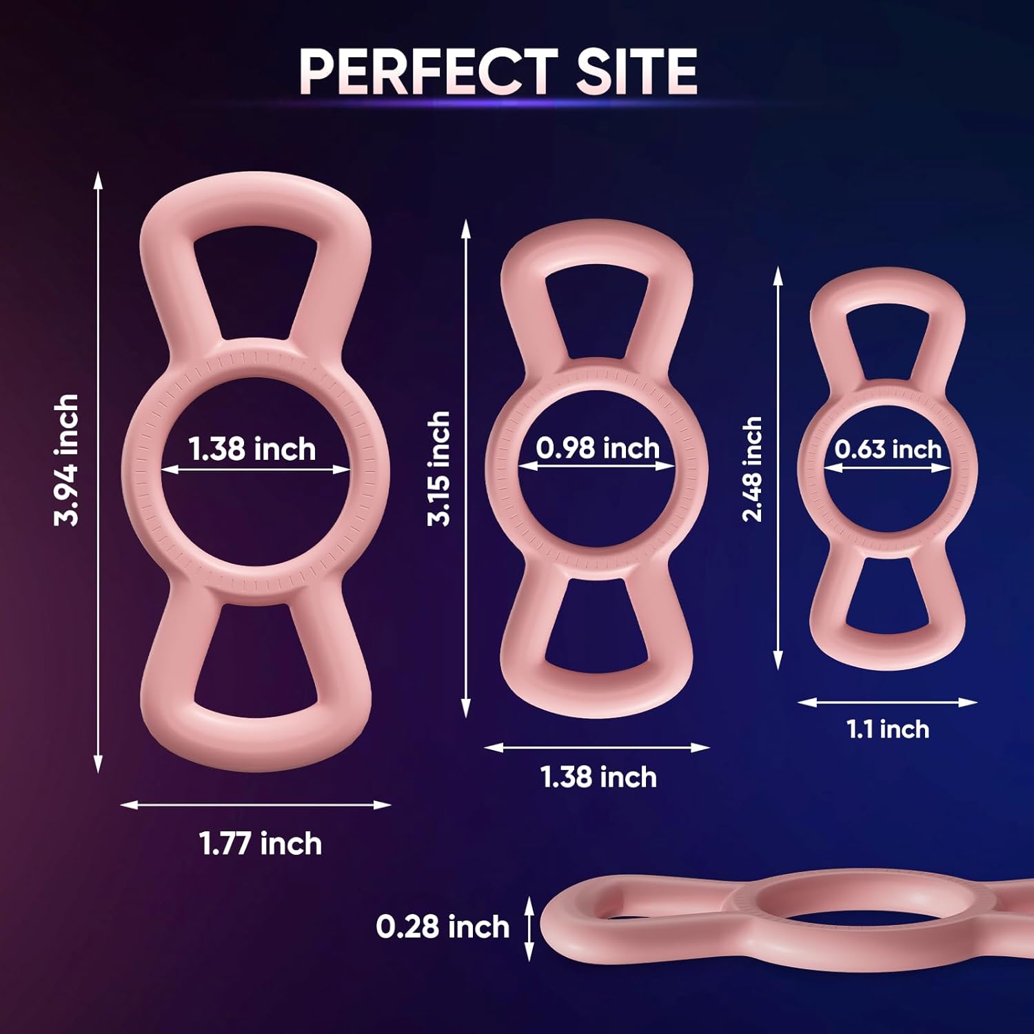 Set di anelli per cazzo/pene in silicone con 3 anelli a C - Aiuta a creare erezioni più sode e spesse - linguette laterali per una facile rimozione e regolazione giocattoli sessuali per adulti per uomini o coppia