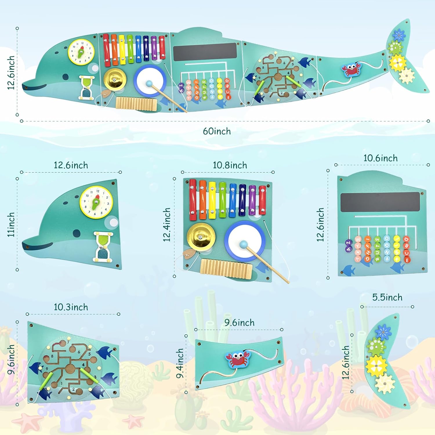 Activity Wall Busy Board Panels, Montessori Sensory Toys, Wall Activity Center, Educational Toy, Interactive Wooden Learning Toy for Toddler Playroom  Childrens Daycare · v6