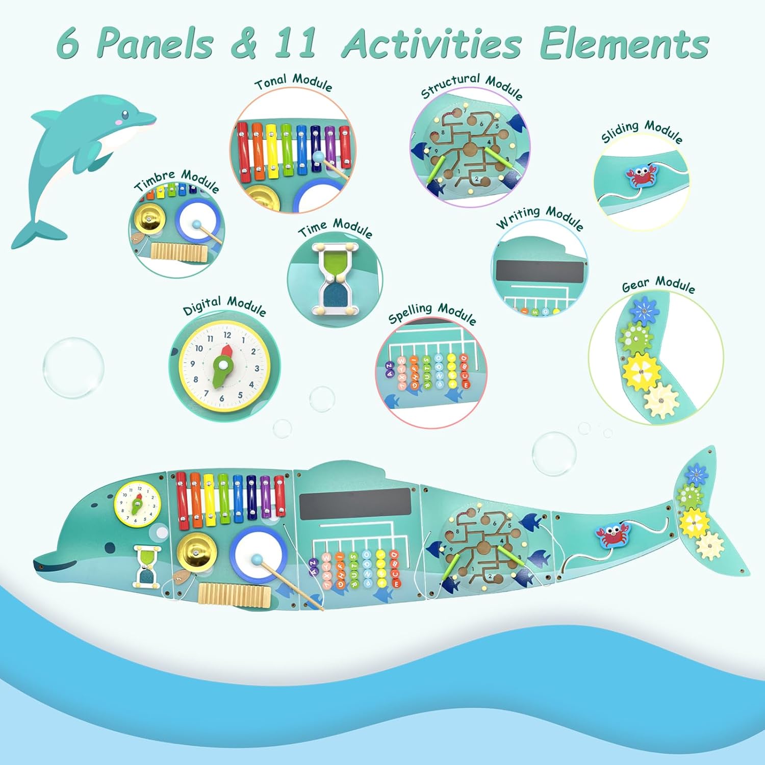 Activity Wall Busy Board Panels, Montessori Sensory Toys, Wall Activity Center, Educational Toy, Interactive Wooden Learning Toy for Toddler Playroom  Childrens Daycare · v6