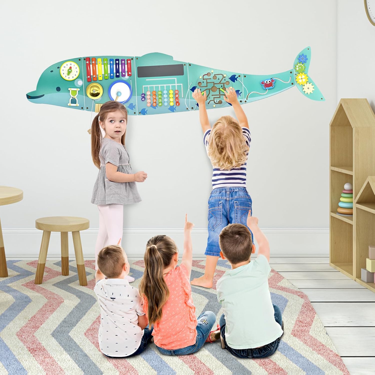 Activity Wall Busy Board Panels, Montessori Sensory Toys, Wall Activity Center, Educational Toy, Interactive Wooden Learning Toy for Toddler Playroom  Childrens Daycare · v6