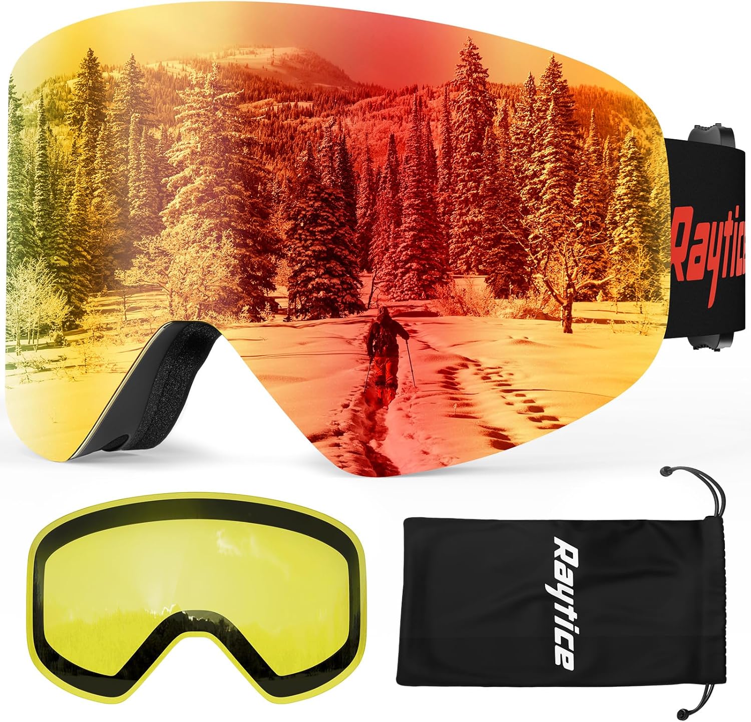 Ski Goggles Lenses are Produced by Carl Zeiss Sunlens, Flip-Up Snow Goggles with Replaceable Lens for Men and Women