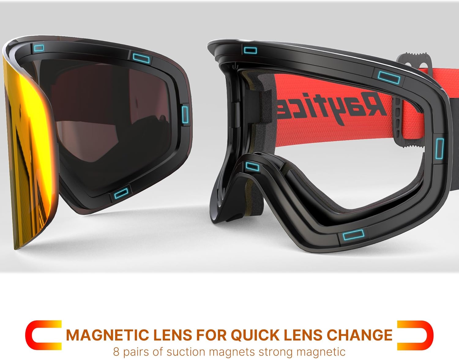 Ski Goggles Lenses are Produced by Carl Zeiss Sunlens, Flip-Up Snow Goggles with Replaceable Lens for Men and Women · v3