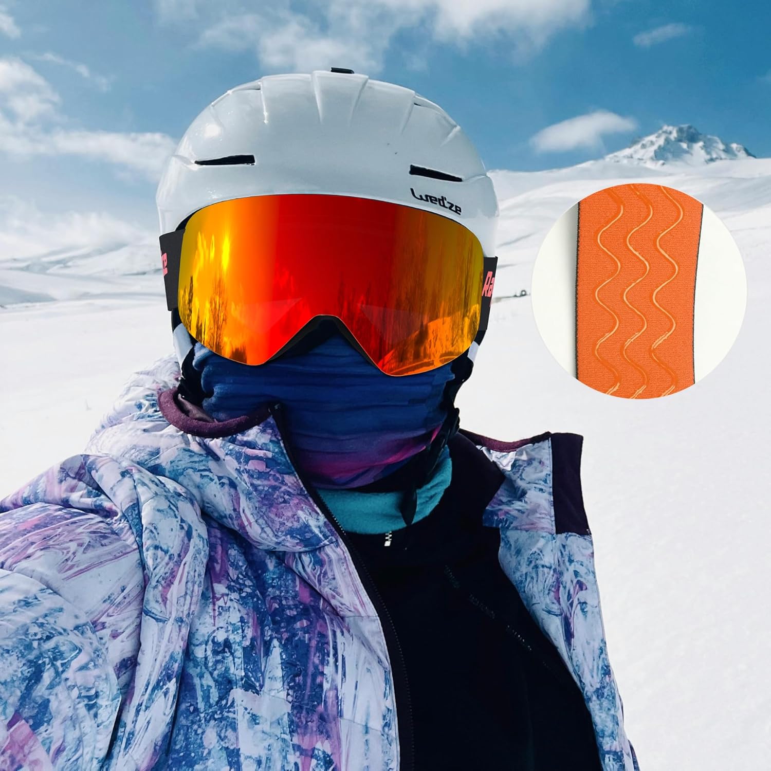 Ski Goggles Lenses are Produced by Carl Zeiss Sunlens, Flip-Up Snow Goggles with Replaceable Lens for Men and Women · v3