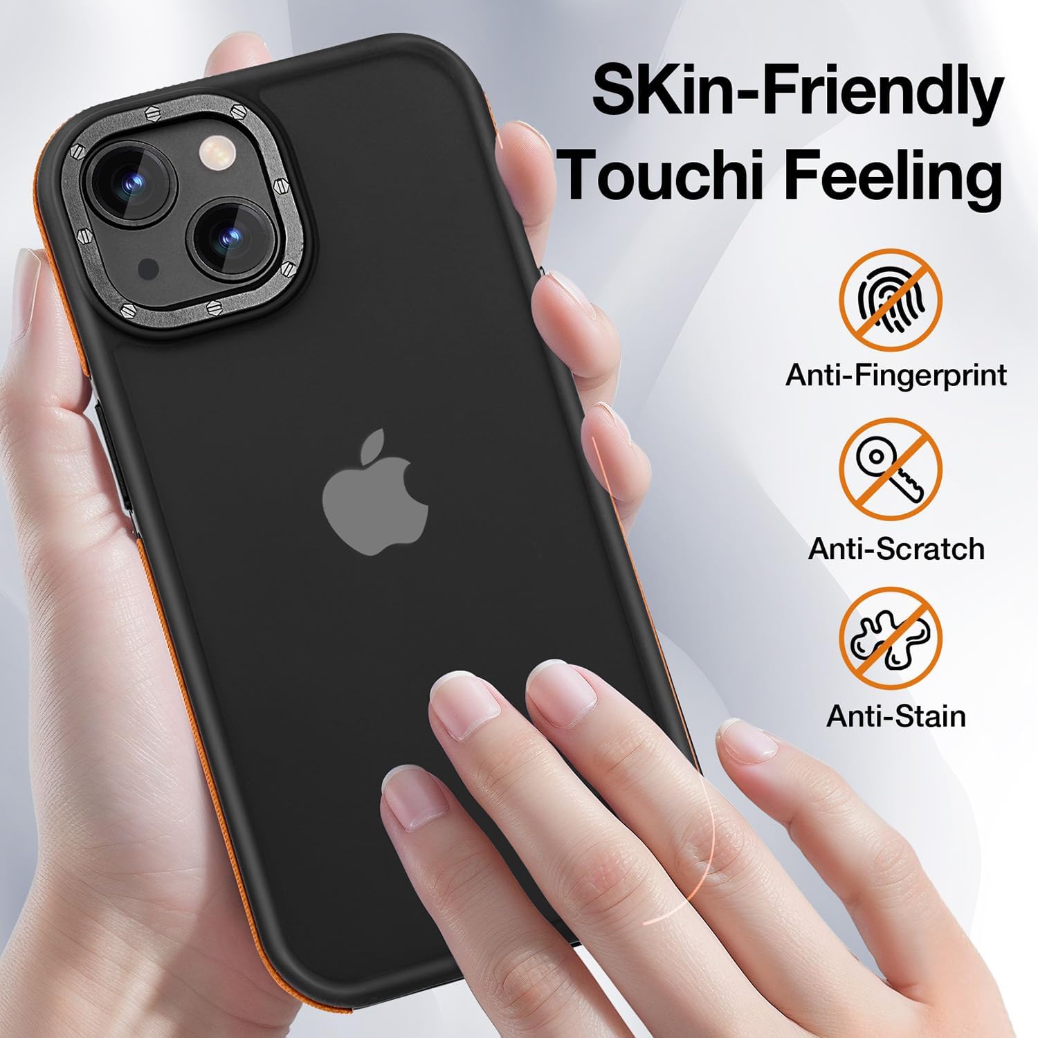 Ốp lưng điện thoại iPhone 14, Ốp lưng chống sốc iPhone 13, Bảo vệ chống rơi cấp độ quân sự, Ốp lưng cứng bảo vệ mỏng trong suốt cho iPhone 13/14 6.1', Ốp lưng màu cam