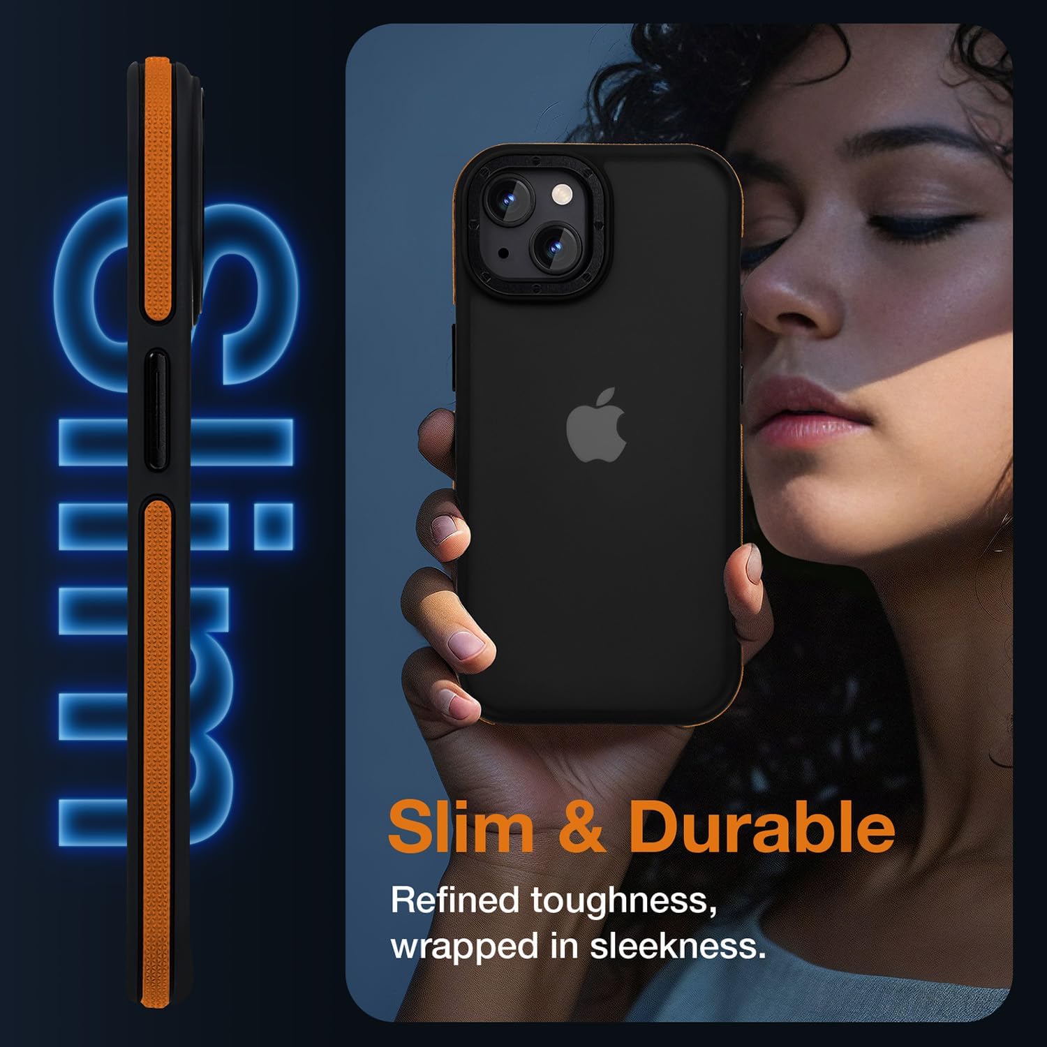 Ốp lưng điện thoại iPhone 14, Ốp lưng chống sốc iPhone 13, Bảo vệ chống rơi cấp độ quân sự, Ốp lưng cứng bảo vệ mỏng trong suốt cho iPhone 13/14 6.1', Ốp lưng màu cam