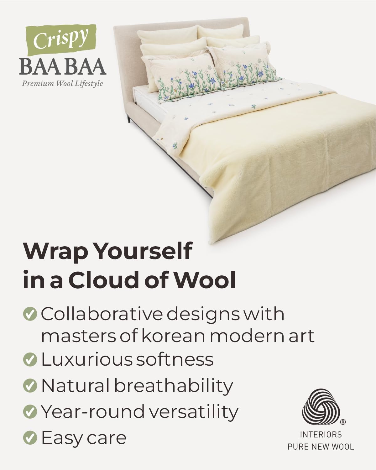 Premium Saint Korean Wool Blanket Joong Do Queen Size 78 x 90 - Luxury Comforter Set Australian Wool Duvet Warm Blanket Bedding Soft Fluffy Heavy Grey All Season Bedding · v6