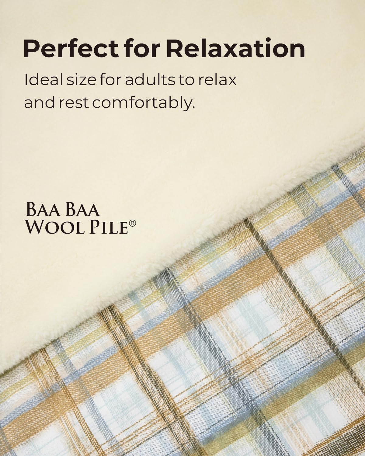 CRISPY BAA BAA- 100% Wool Korean Cabin Blanket London Fog 51 70" - Cozy Fleece Blankets for Adults Thick Heavy Soft Ideal for All Seasons Living Room Camping · v4
