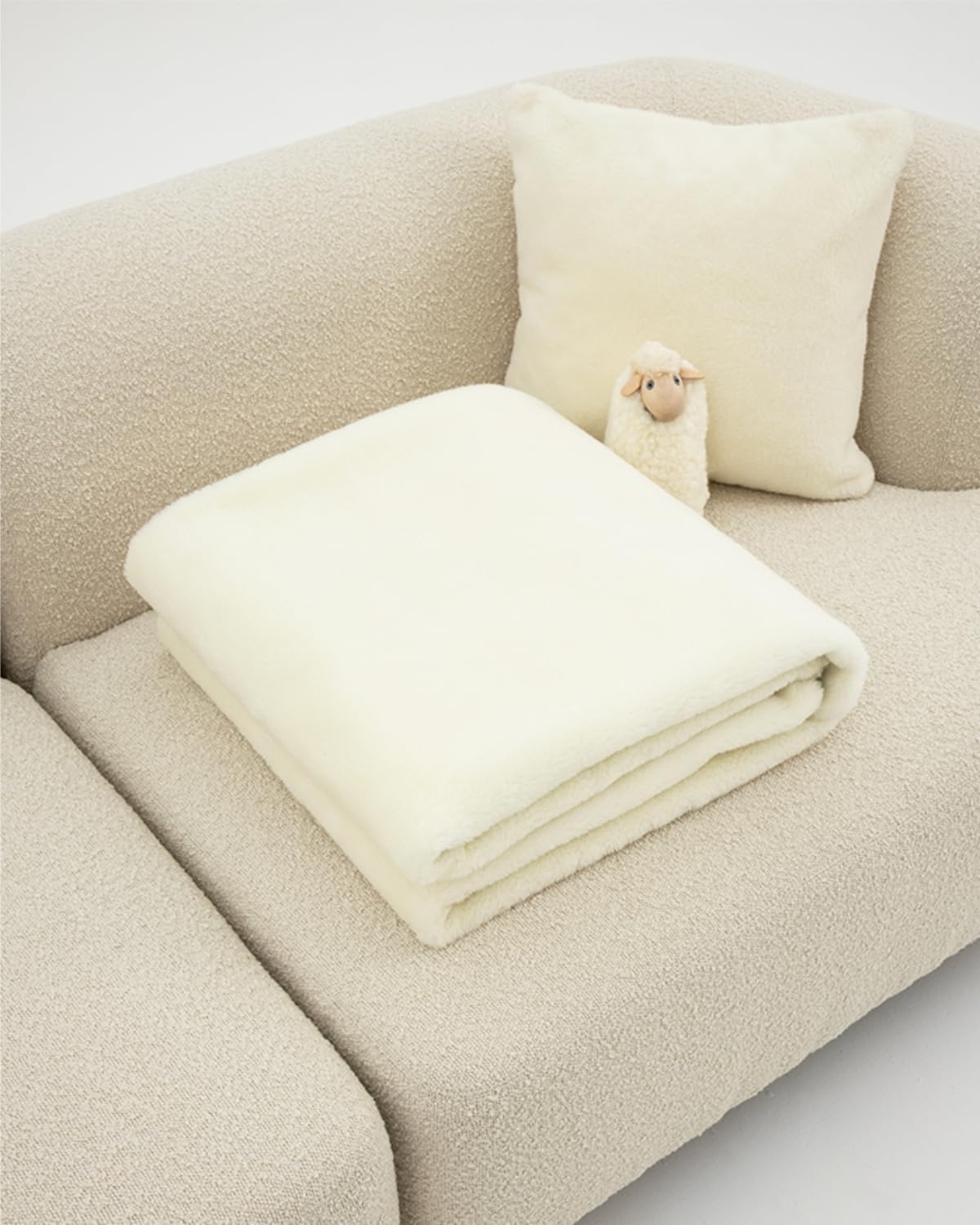 CRISPY BAA BAA- 100% Wool Korean Cabin Blanket London Fog 51 70" - Cozy Fleece Blankets for Adults Thick Heavy Soft Ideal for All Seasons Living Room Camping · v4