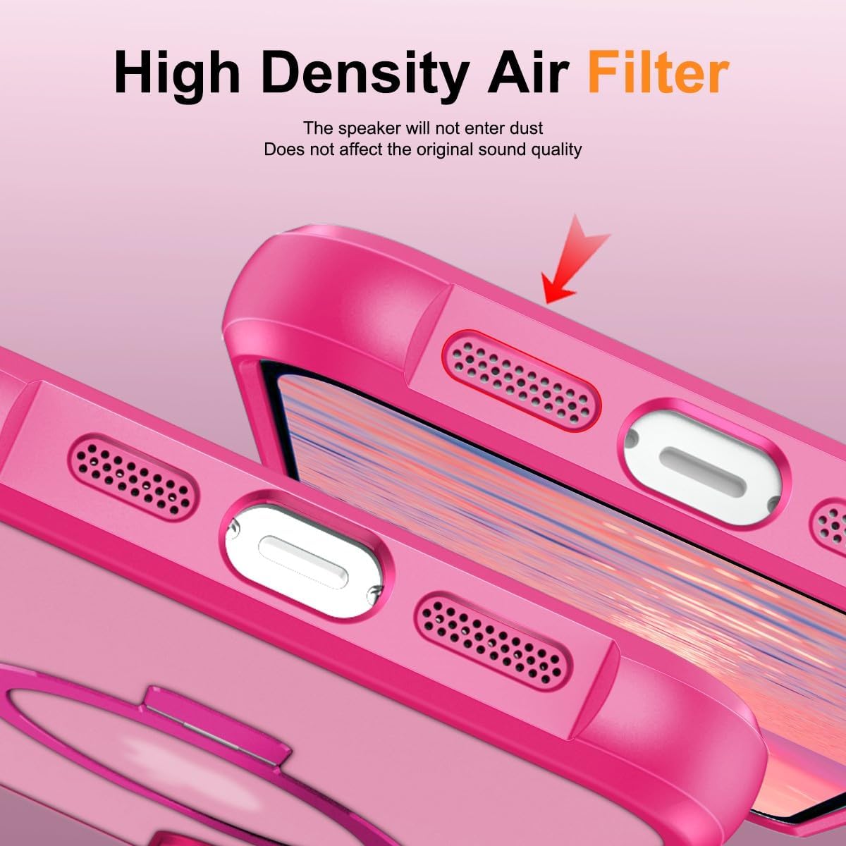 Magnetic Invisible Ring for iPhone 16 Case, [Compatible with MagSafe], [Military Grade Shockproof], Slim Shockproof Translucent Matte Protective Phone Cover for iPhone 16, Hot Pink