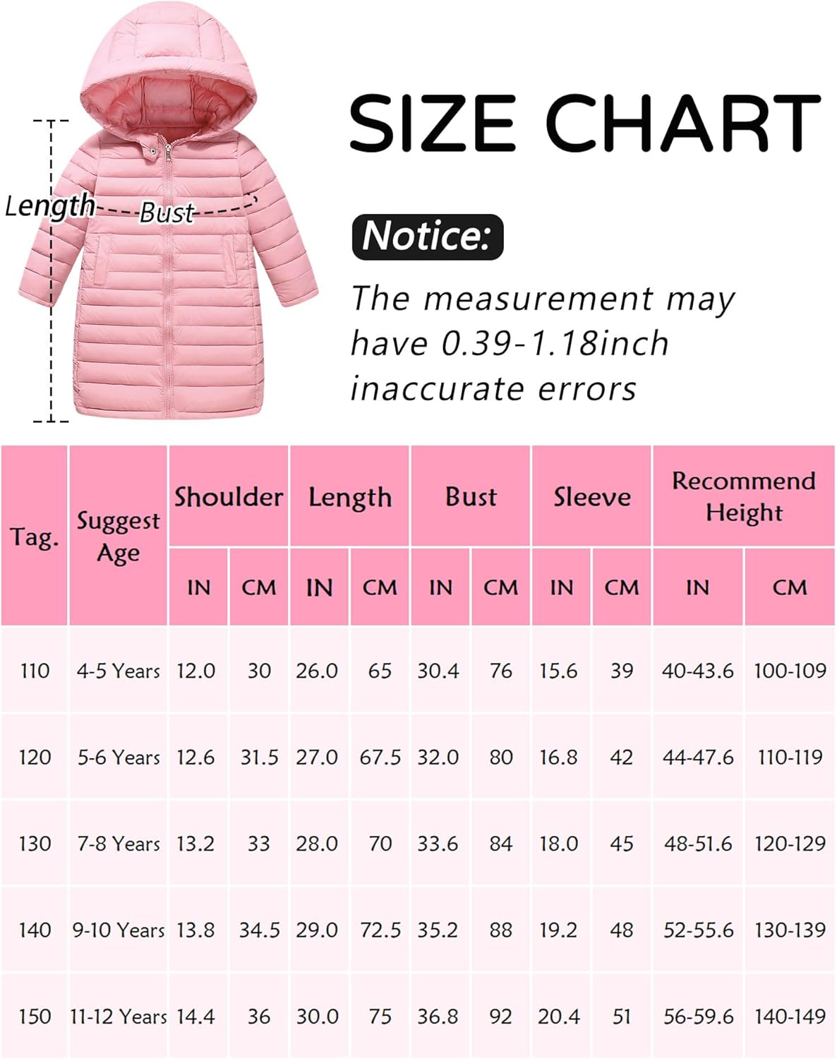 Happy Cherry Kids Long Down Coat Girls Zipper Puffer Hooded Jacket Boys Lightweight Winter Jackets Outwear