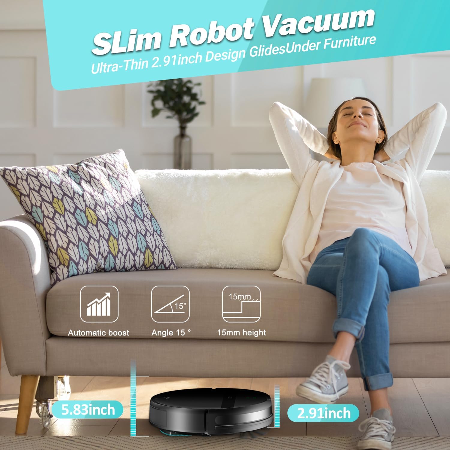 Robot Vacuum and Mop Combo, Tangle-Free Powerful Suction, Robotic Vacuum Cleaner - Alexa  App Scheduling, Long Runtime, Automatic Robot Vacuum Cleaners for Home · v3