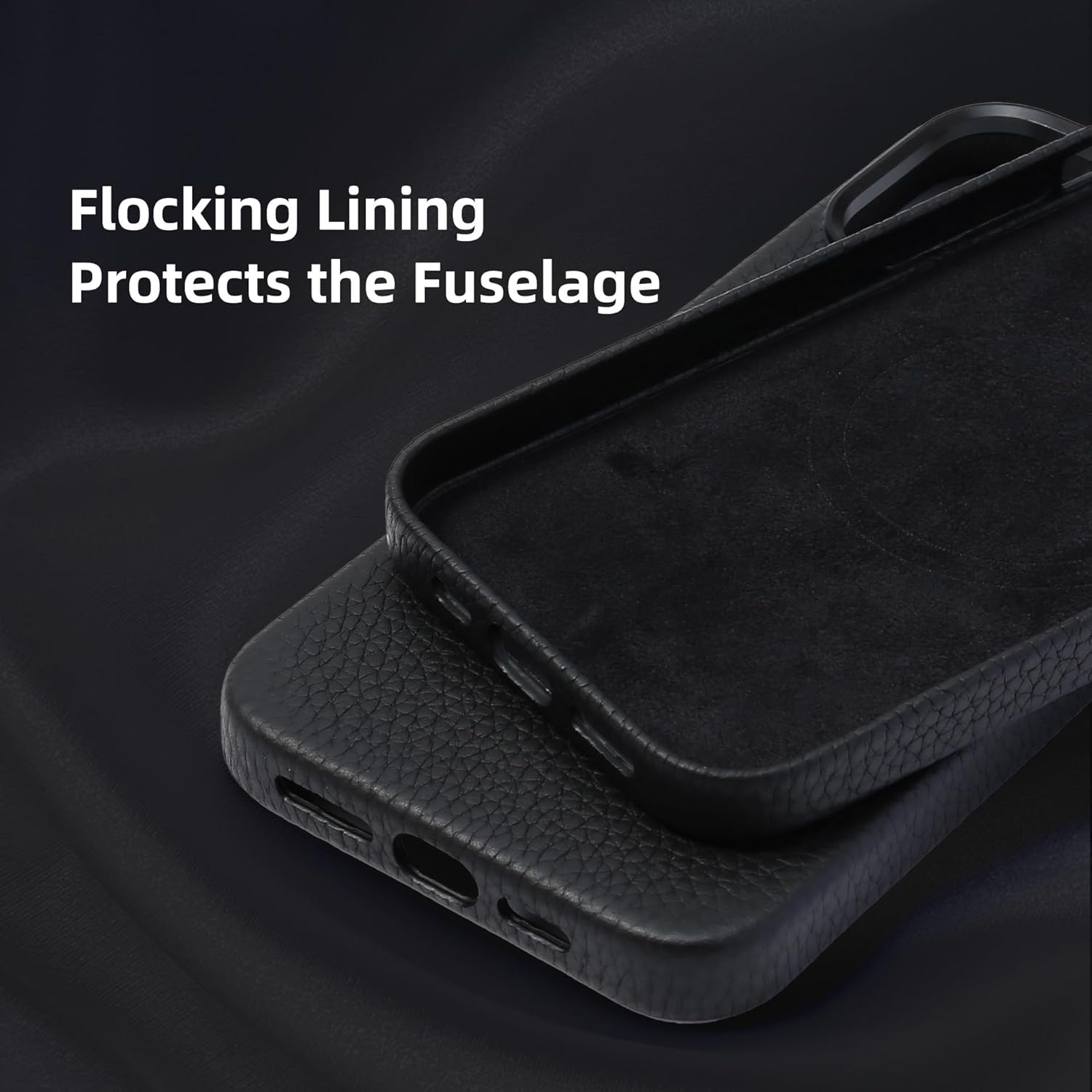 Leather Case for iPhone 16 Pro Max Case Compatible with MagSafe- Stylish Litchi Top Grain Cowhide Genuine Leather Phone Case with Protective Soft Lining, Metal Buttons  Camera Frame, 6.9 Inch