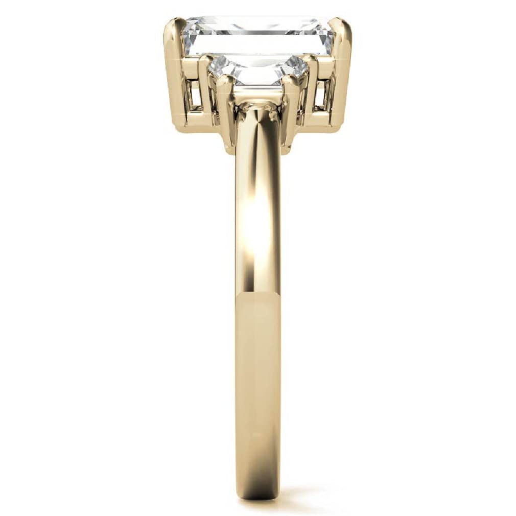 แหวนหมั้นเพชรเม็ดเดี่ยวทรงมรกต Moissanite 2 CT ทองคำเหลือง 10K ขนาด 3-12 แหวนสำหรับผู้หญิง (ทองคำเหลืองแท้ 14K)