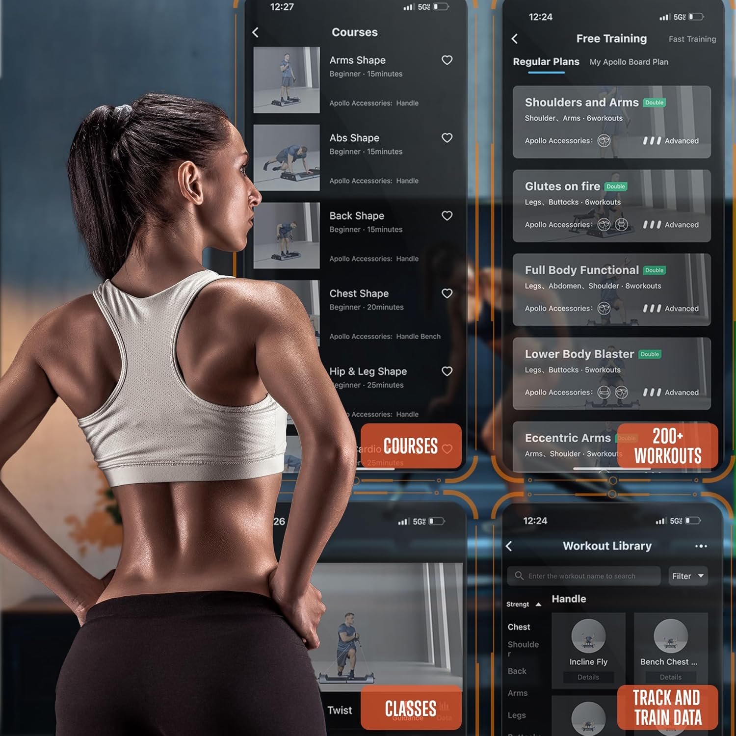 SQUATZ Apollo Board Mini: 150lb Resistance Smart Cable Machine, Functional Trainer for Full Body Workouts, Full Body Strength, Digital Home Gym Equipment with Free App includes Accessories, Orange · v3