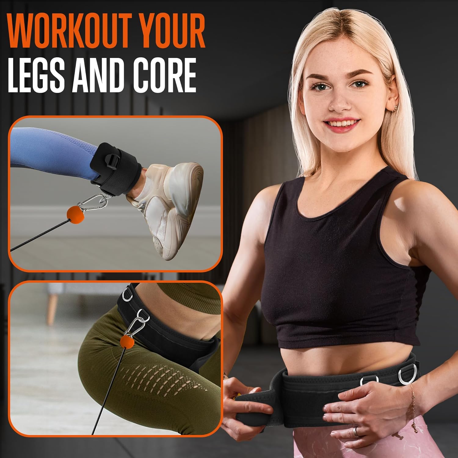 SQUATZ Apollo Board Mini: 150lb Resistance Smart Cable Machine, Functional Trainer for Full Body Workouts, Full Body Strength, Digital Home Gym Equipment with Free App includes Accessories, Orange · v3