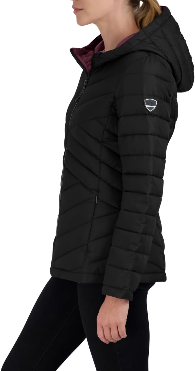 Nautica Womens Short Stretch Lightweight Puffer Jacket with Removeable Hood · v10
