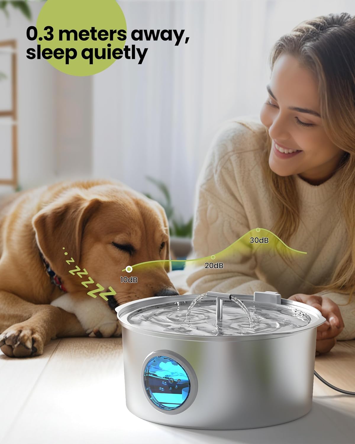 Fontana d'acqua per cani da 7 l/1,8 gall/236 once per cani di grossa taglia - Dispenser automatico per animali domestici in acciaio inossidabile con 8 filtri, fontanelle silenziose per interni per animali domestici, ciotole d'acqua in metallo per cani e gatti