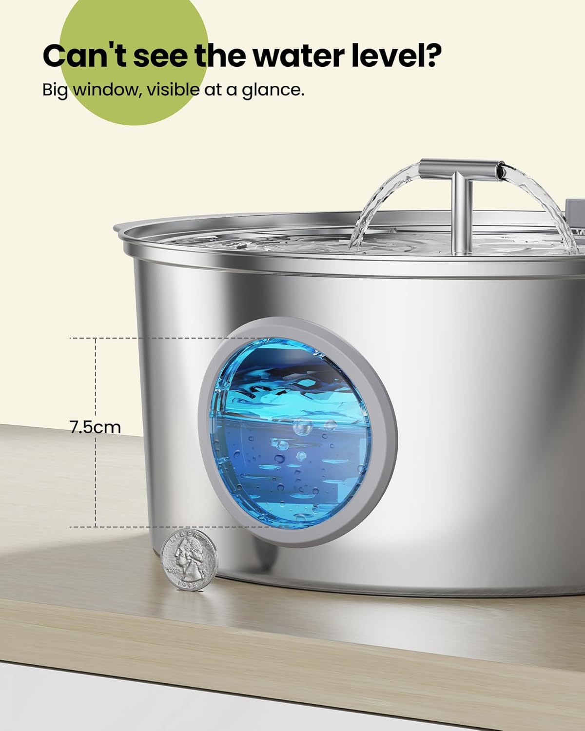 Fontana d'acqua per cani da 7 l/1,8 gall/236 once per cani di grossa taglia - Dispenser automatico per animali domestici in acciaio inossidabile con 8 filtri, fontanelle silenziose per interni per animali domestici, ciotole d'acqua in metallo per cani e gatti