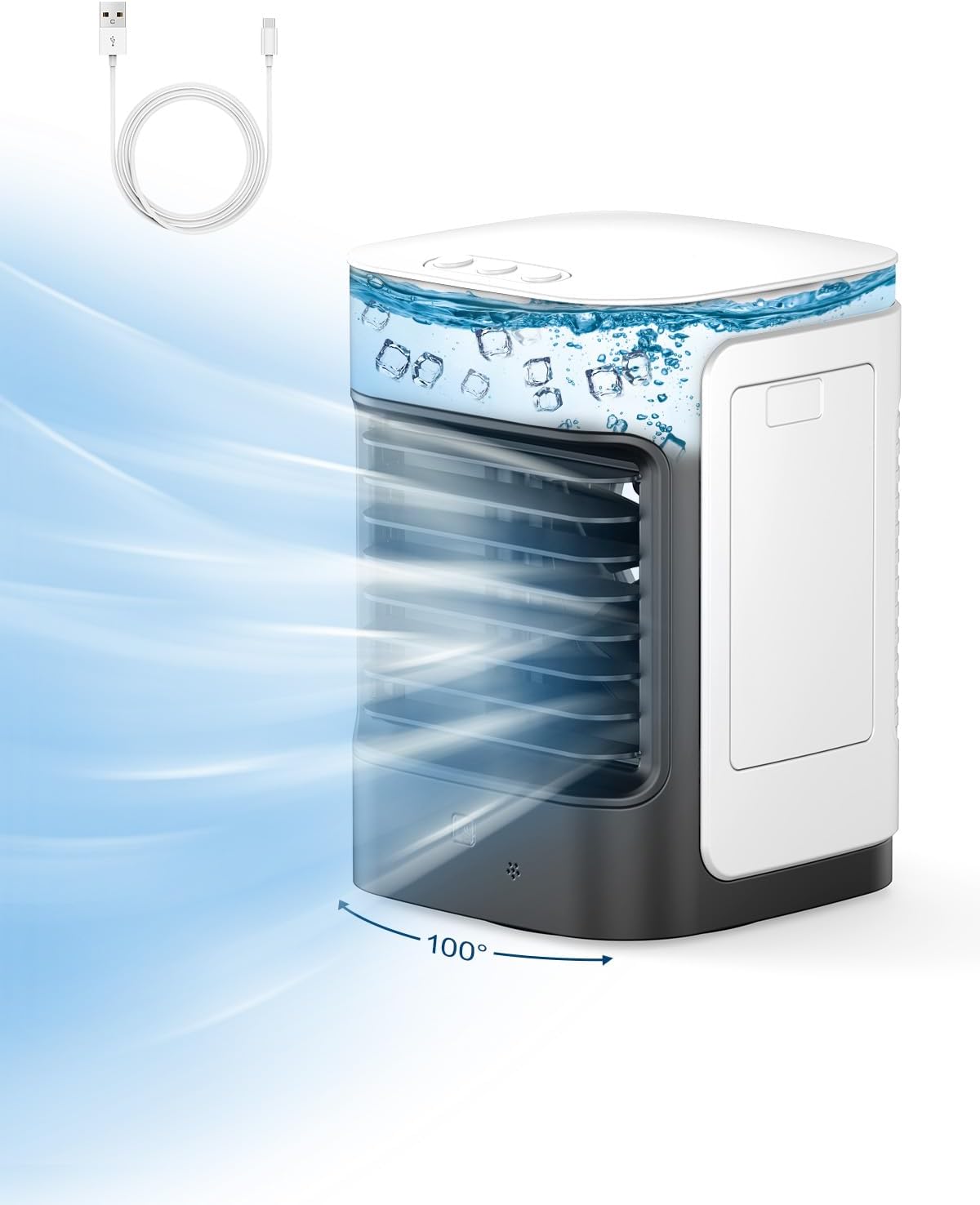 Taşınabilir Klimalar, Kişisel Klima Mini Hava Soğutucu, 230ML Su Deposu ile USB Destekli Mini Evaporatif Soğutucu, oda Yatak Odası Ofis Masaüstü Kampı için, Dokunmatik Kontrol