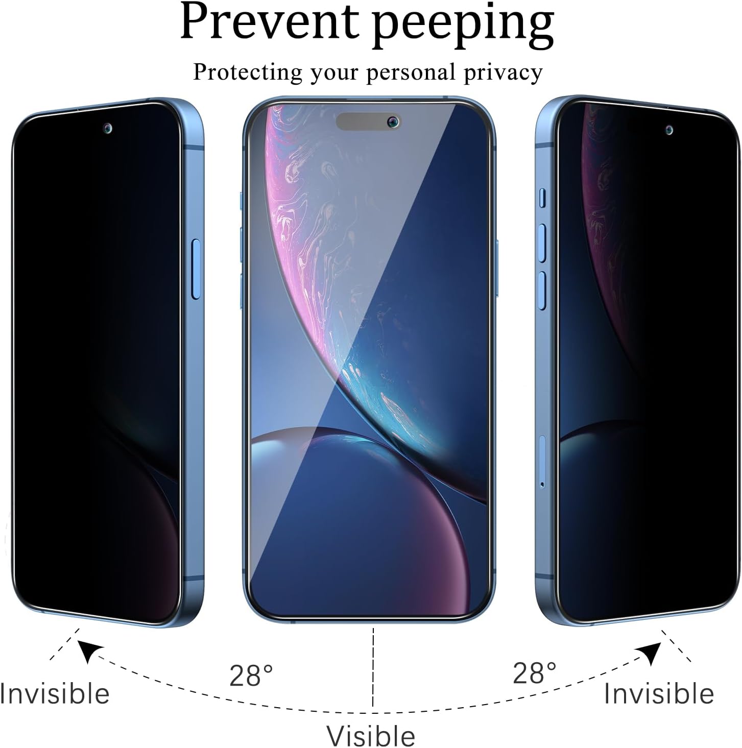 KAREEN [Lot de 2 films de protection d'écran confidentiels pour iPhone 16 Pro Max en verre trempé, anti-rayures, sans bulles, dureté 9H, facile à installer