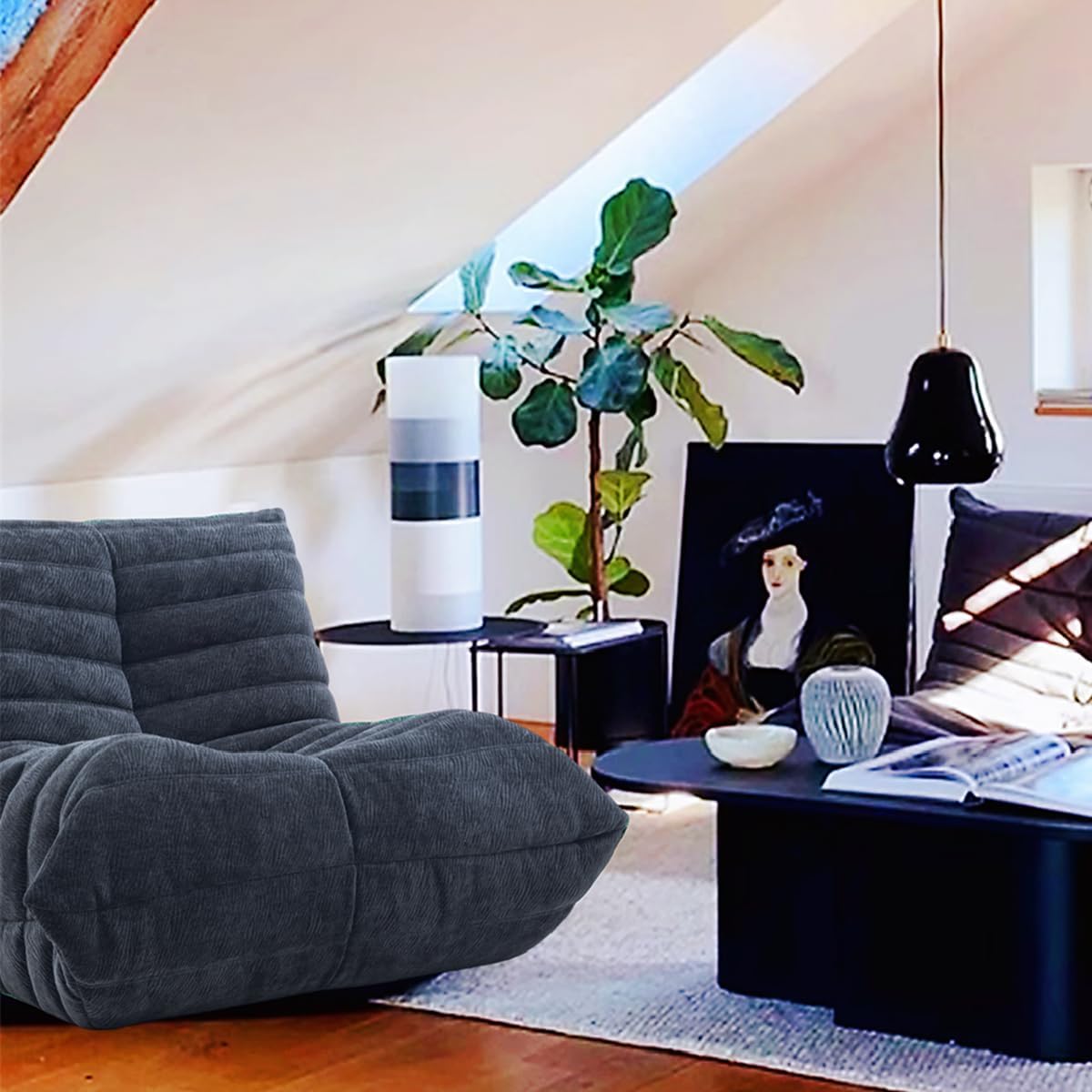 Lazy Sofa, poltrona a sacco, divano lounge adatto per ufficio, divano comprimibile, sedia per angolo lettura (blu)