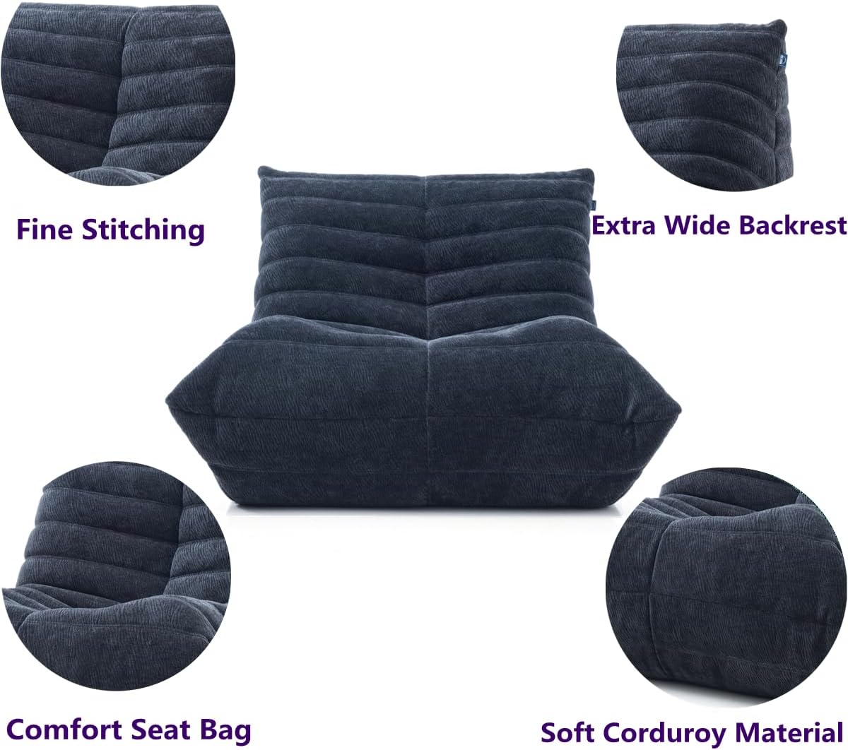 Lazy Sofa, poltrona a sacco, divano lounge adatto per ufficio, divano comprimibile, sedia per angolo lettura (blu)