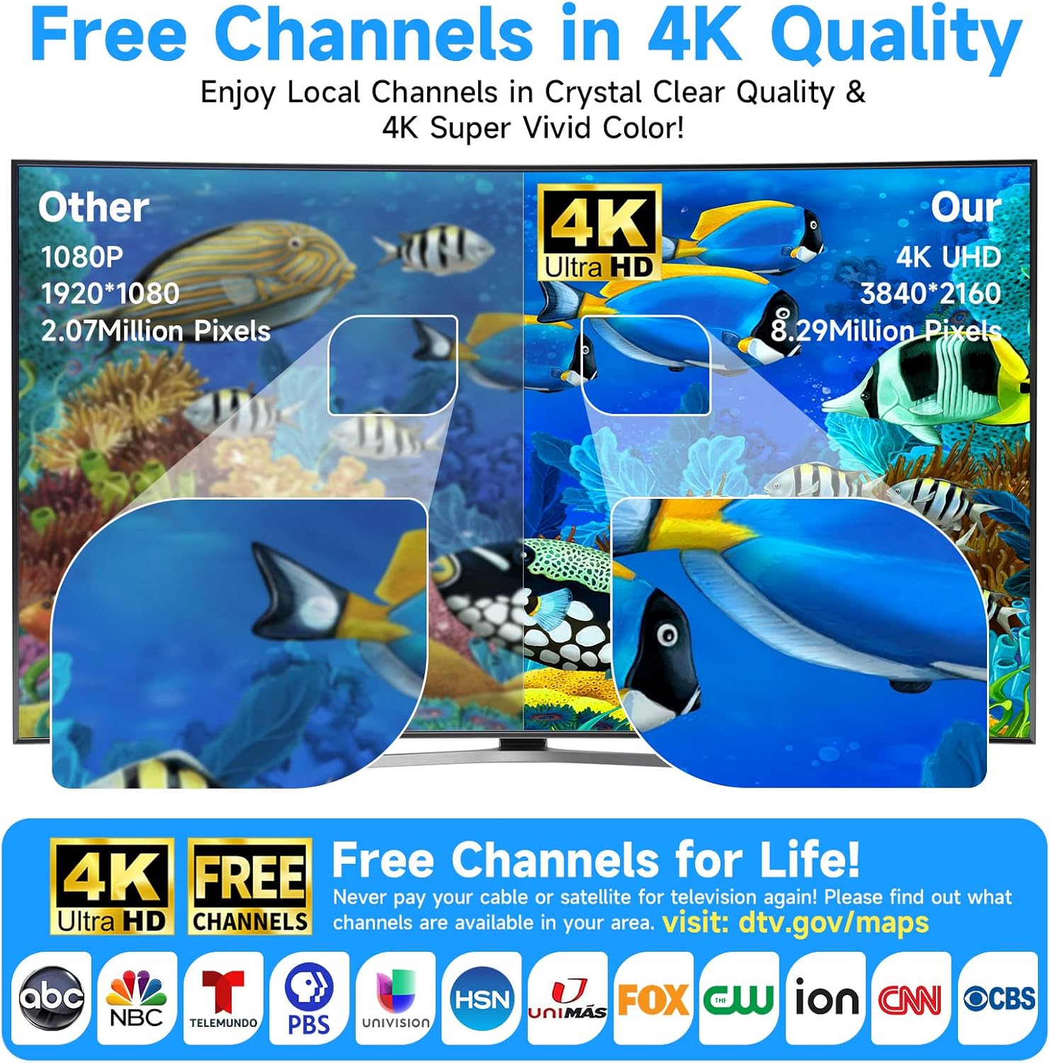 1000  Miles Range TV Antenna for Smart TV, Upgraded Digital HD Antenna for TV Indoor/Outdoor with Amplifier and Signal Booster-Support 360°Reception 4K 1080p for All Television-33ft Coax HDTV Cable · v2