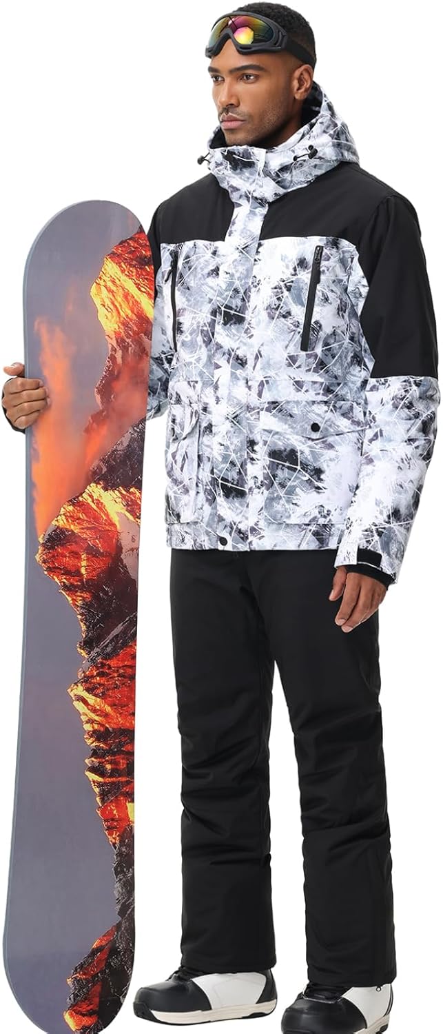 YEEFINE Mens Ski Suits Waterproof Winter Snowsuit Snow Snowboard Jackets Coats Pants Set · v3