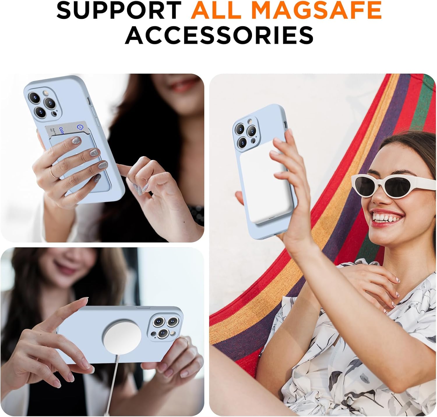 Magnetic for iPhone 14 Pro Max Case, Compatible with MagSafe, [Full Camera Protection][2 Screen Protectors], Suction Cup Phone Mount Silicone Shockproof Protective Phone Case 6.7, Baby Blue · v2