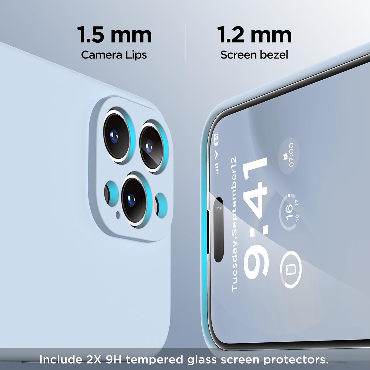 Magnetic for iPhone 14 Pro Max Case, Compatible with MagSafe, [Full Camera Protection][2 Screen Protectors], Suction Cup Phone Mount Silicone Shockproof Protective Phone Case 6.7, Baby Blue · v2