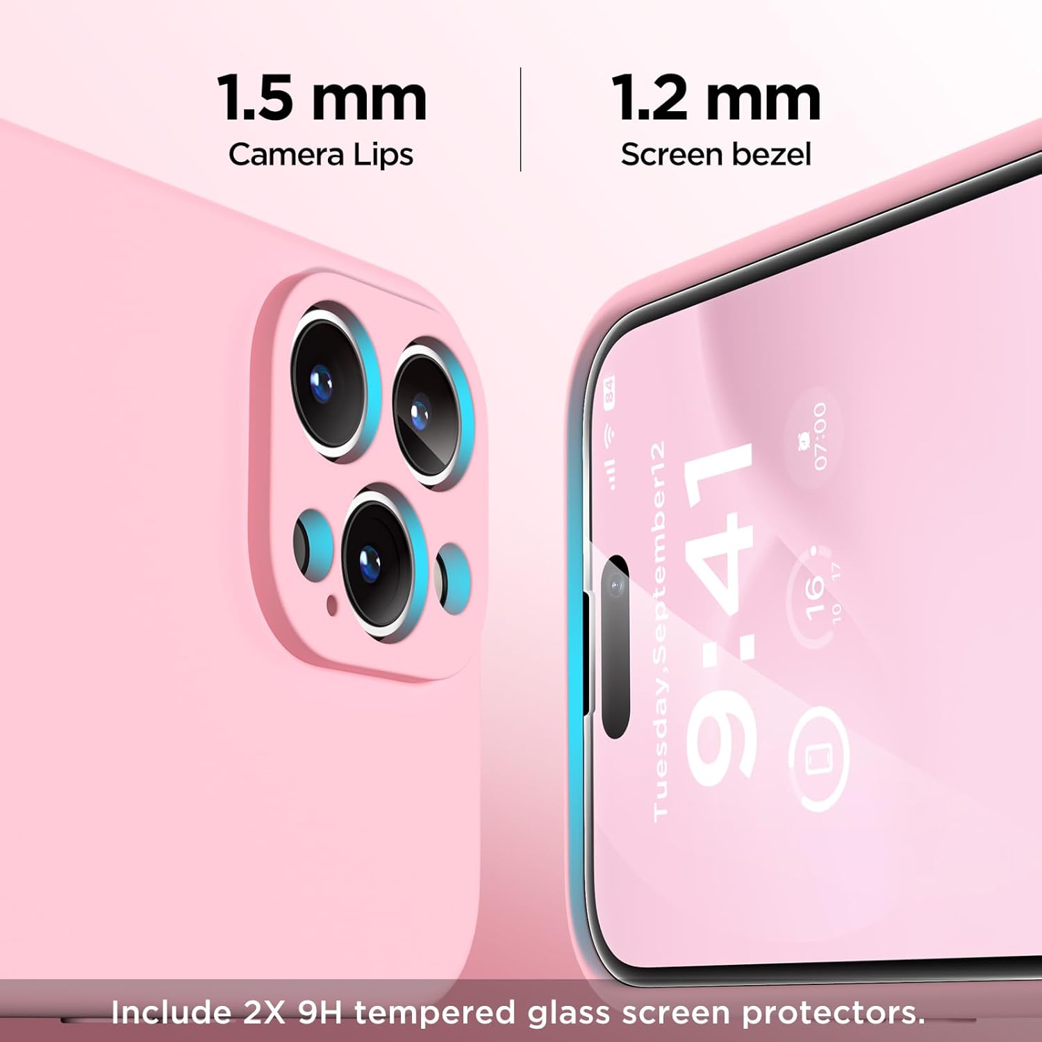 Magnetic for iPhone 14 Pro Max Case, Compatible with MagSafe, [Full Camera Protection][2 Screen Protectors], Suction Cup Phone Mount Silicone Shockproof Protective Phone Case 6.7, Pink
