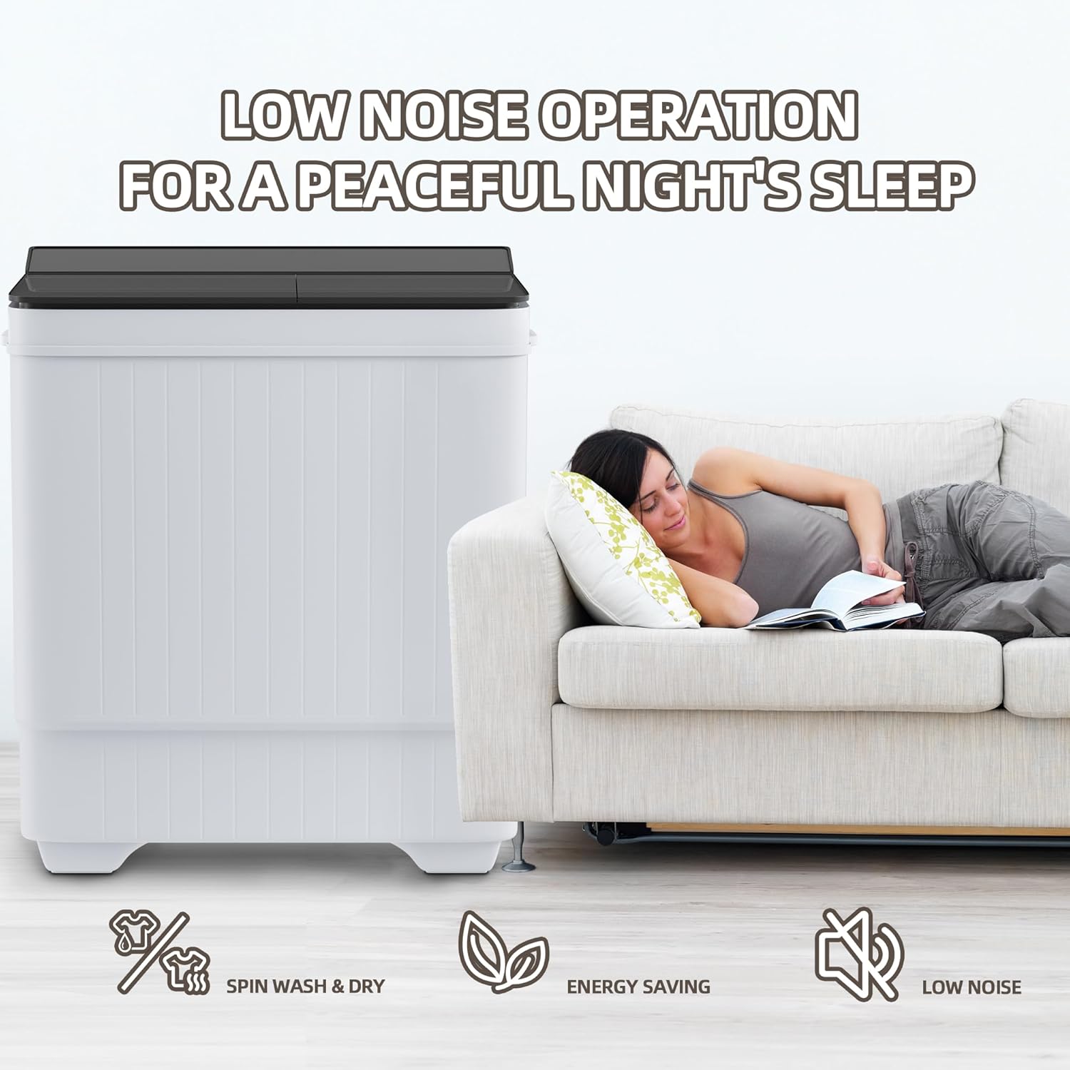 Elevon XPB65-2088S, QD-EL-6.5PWM Mesin cuci portabel, abu-abu putih