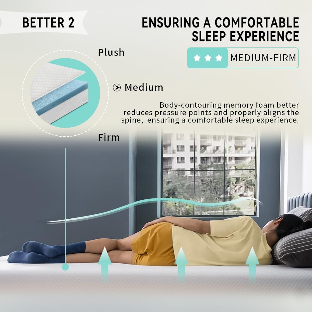 Colchón doble, 12 pulgadas para niños y adultos, espuma viscoelástica en gel [versión premium] Colchones de tamaño mediano, tamaño doble, cama en una caja, sin fibra de vidrio, refrescante, alivia la presión del sueño, amplificador de espuma certificado de seguridad; tela