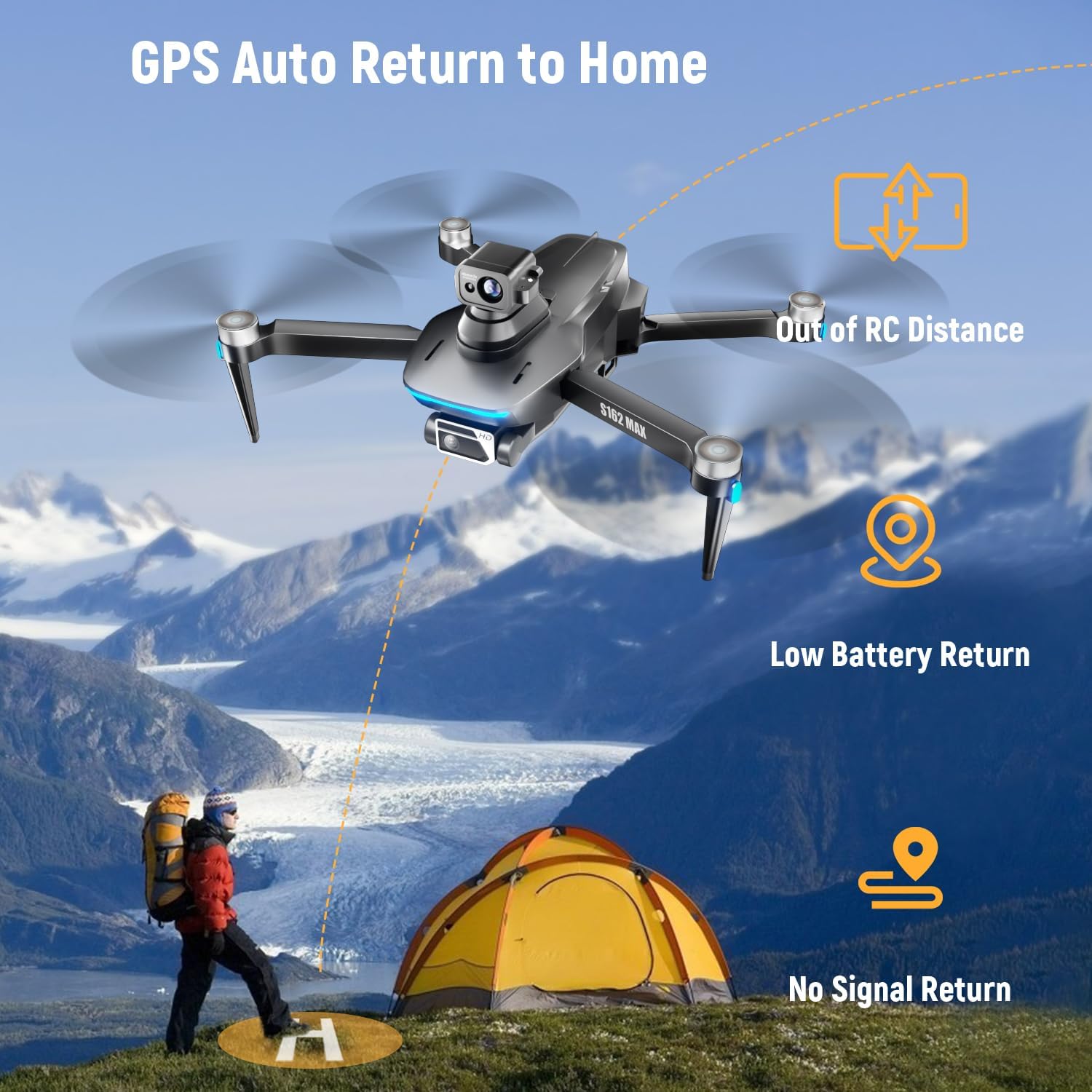 Droni GPS con fotocamera per adulti 4K sotto 249 g, drone HYTOBP S162 Max con telecamera regolabile a 90° max 40 minuti di volo, 2 batterie, motore brushless, trasmissione 5 GHz, ritorno automatico, droni 4K con fotocamera per adulti