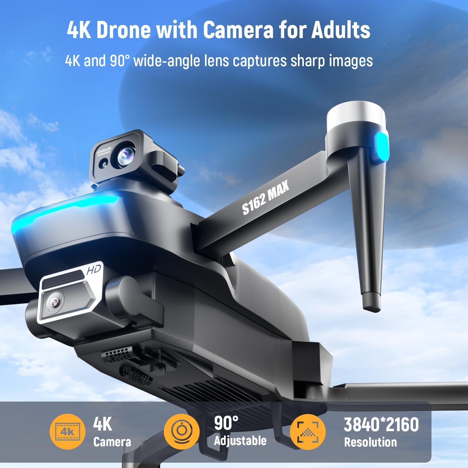 Droni GPS con fotocamera per adulti 4K sotto 249 g, drone HYTOBP S162 Max con telecamera regolabile a 90° max 40 minuti di volo, 2 batterie, motore brushless, trasmissione 5 GHz, ritorno automatico, droni 4K con fotocamera per adulti