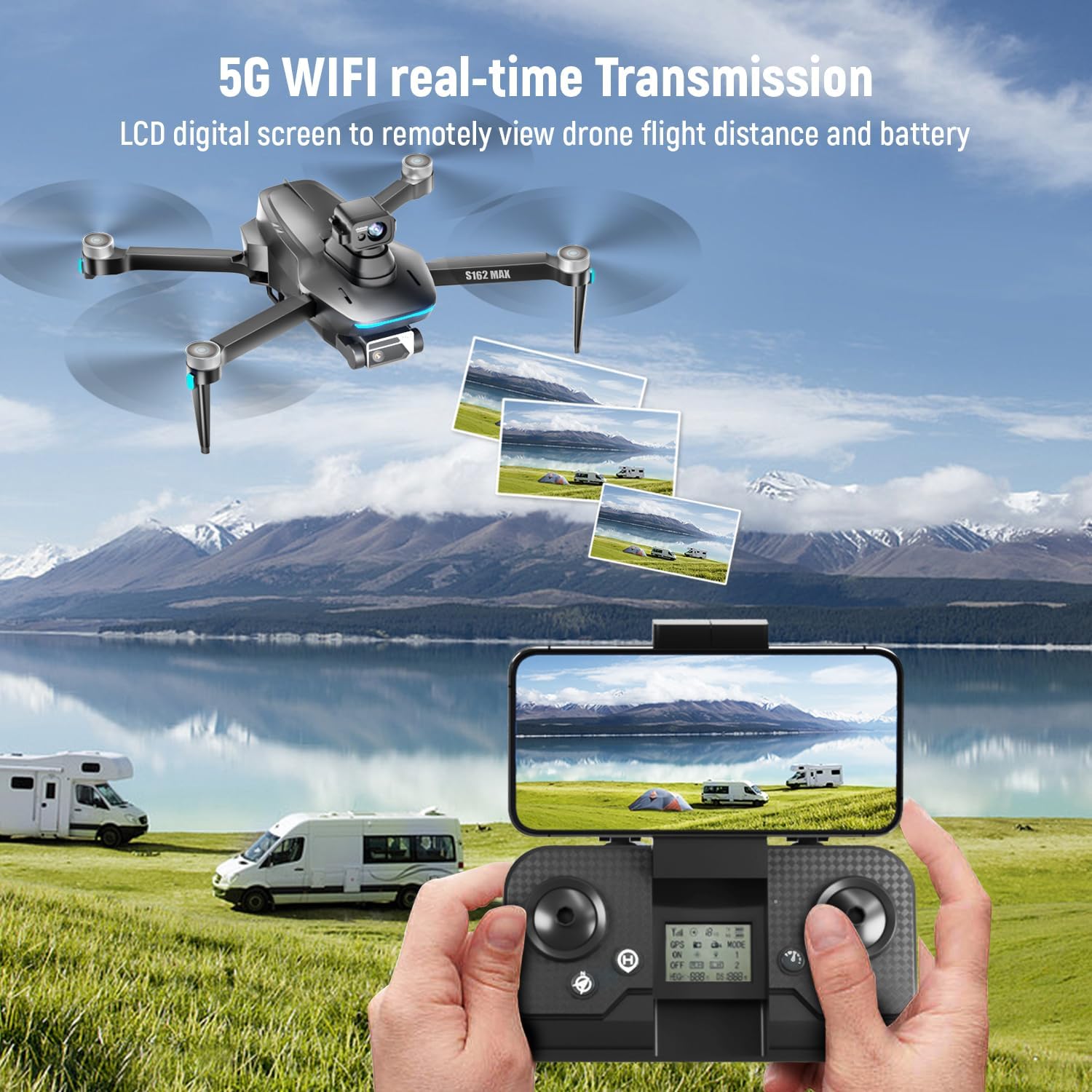 Droni GPS con fotocamera per adulti 4K sotto 249 g, drone HYTOBP S162 Max con telecamera regolabile a 90° max 40 minuti di volo, 2 batterie, motore brushless, trasmissione 5 GHz, ritorno automatico, droni 4K con fotocamera per adulti