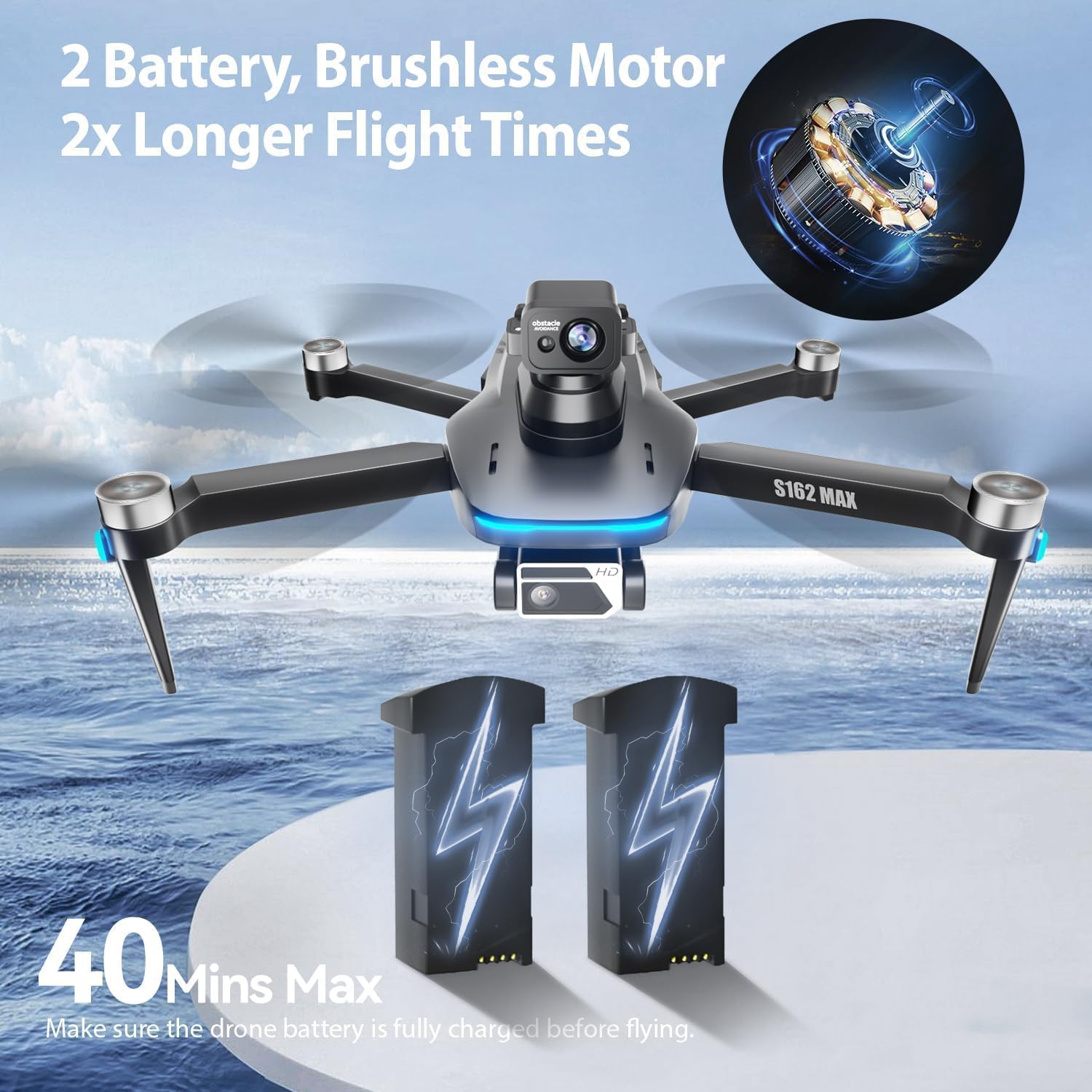 Droni GPS con fotocamera per adulti 4K sotto 249 g, drone HYTOBP S162 Max con telecamera regolabile a 90° max 40 minuti di volo, 2 batterie, motore brushless, trasmissione 5 GHz, ritorno automatico, droni 4K con fotocamera per adulti
