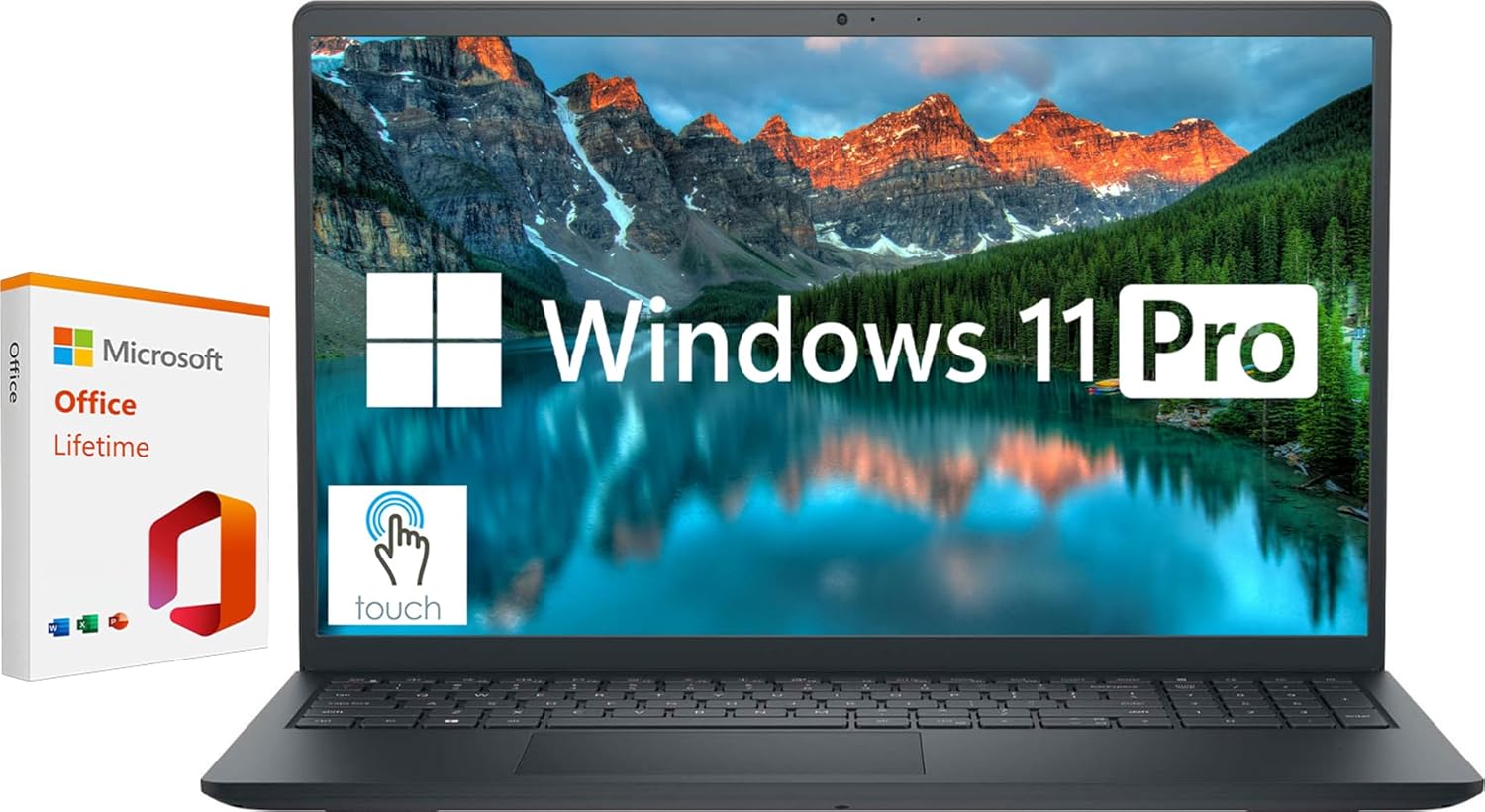 Dell Inspiron Touchscreen Laptop, 15.6 Business  Student Laptop Computer, Windows 11 Pro Laptop 32GB RAM 1TB SSD, Intel Core i5-1235U Processor, Microsoft Office Lifetime License, Black
