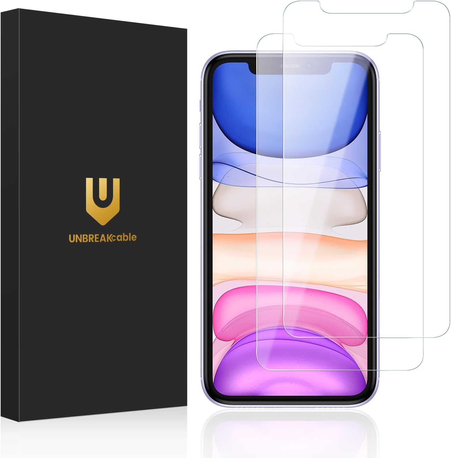 UNBREAKcable Shatterproof Tempered Glass Screen Protector for iPhone 11/iPhone XR [2-Pack] [Easy Installation Frame] [9H Hardness] [99.99% HD Clear][Bubble Free] for Apple 6.1'