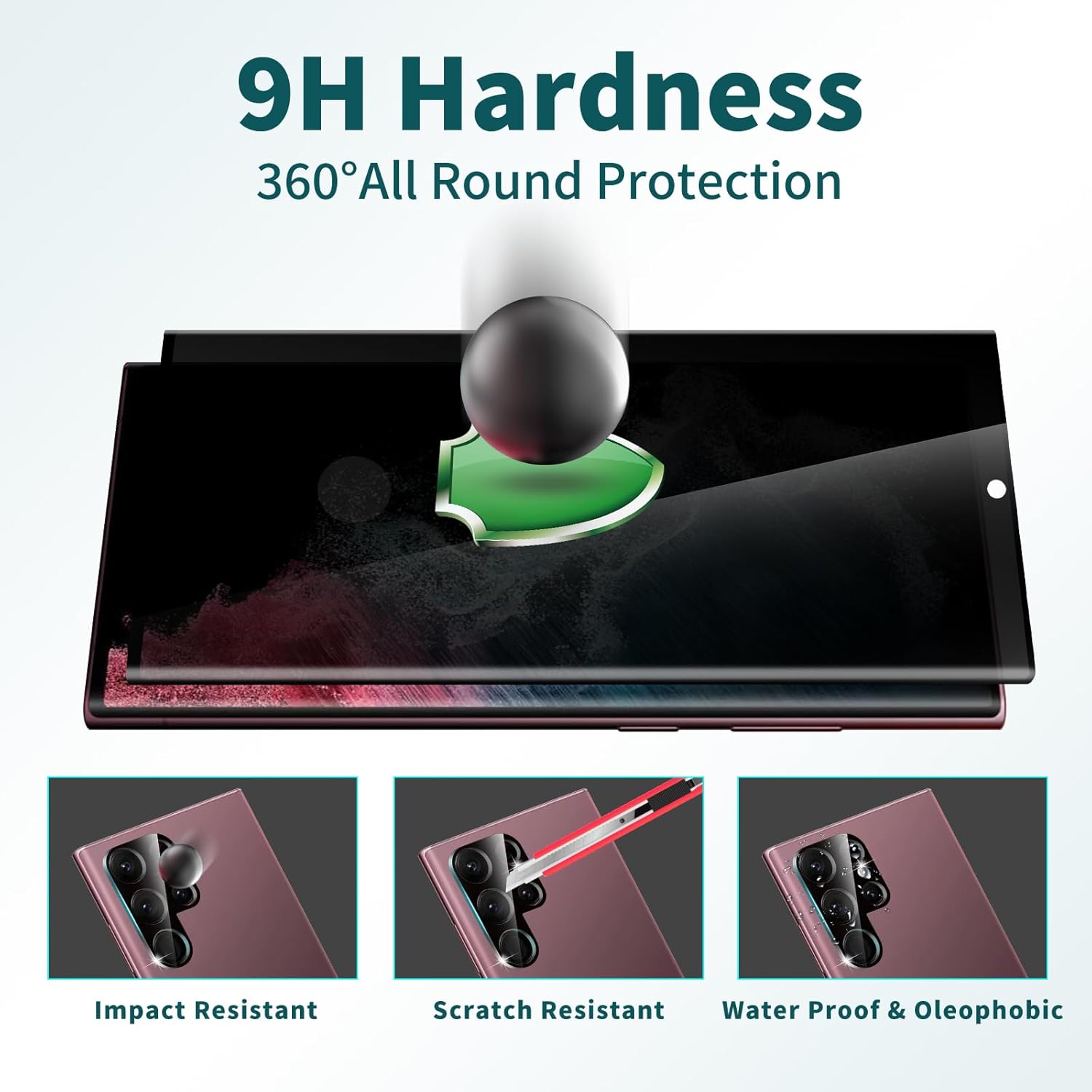 [2 2 Pack] Galaxy S22 Ultra Privacy Screen Protector   Camera Lens Protector, [3D Curved] [9H Hardness] [Ultrasonic Fingerprint Support], Anti-Spy Tempered Glass for Samsung Galaxy S22 Ultra 5G
