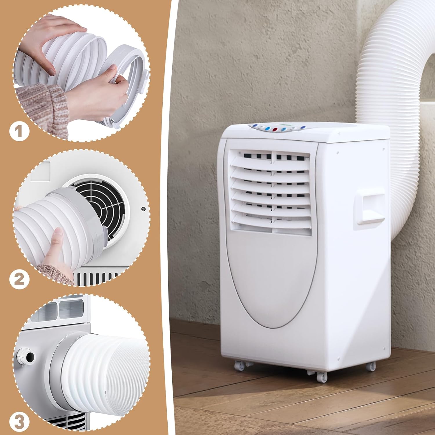 E-SDS Fensterset für tragbare Klimaanlagen mit 5,9" Durchmesser, 78 Länge, Auspuffschlauch, 5,9-Zoll-AC-Einheit an Schlauchkupplung