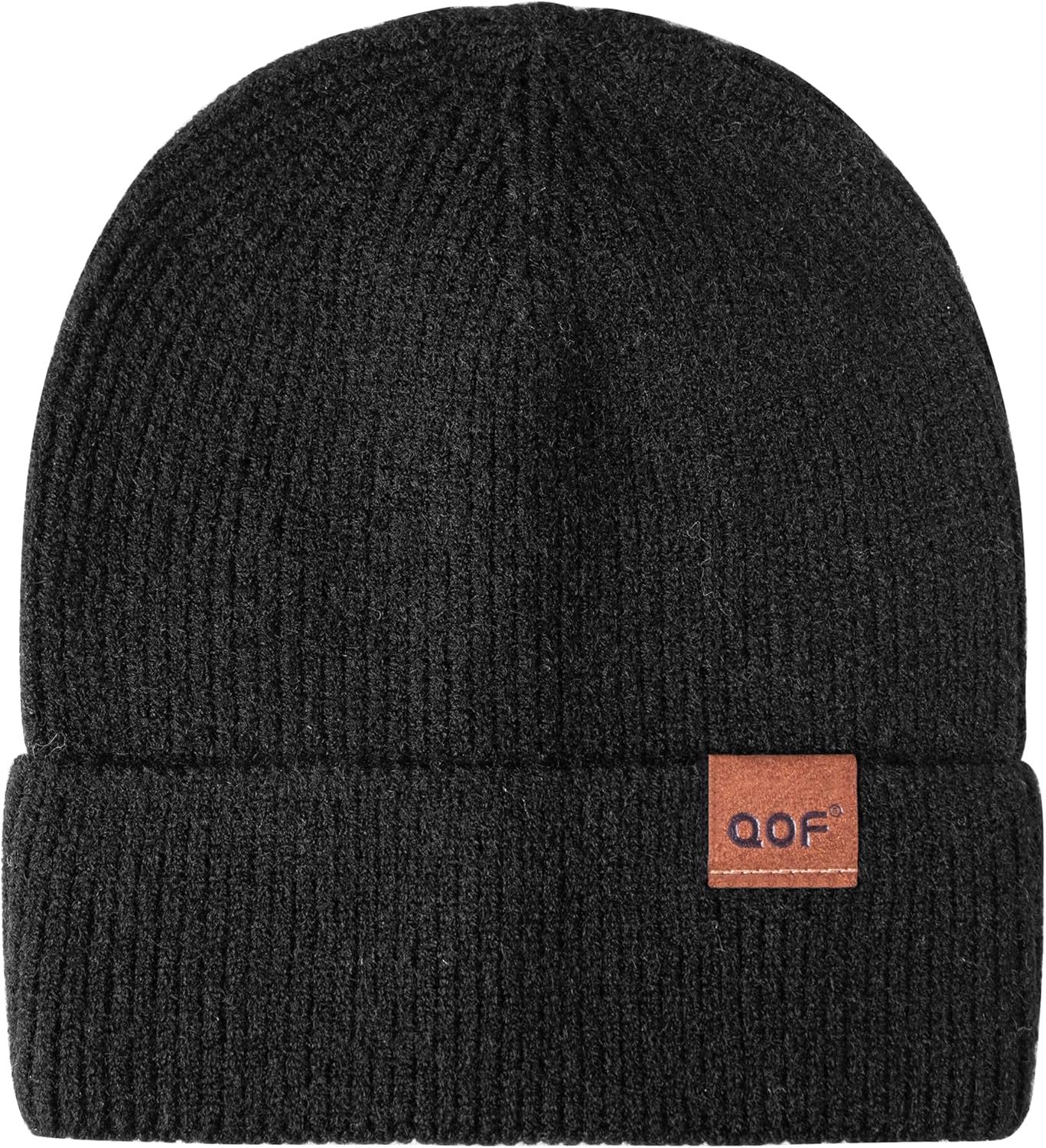 QOF Wintermodische Woll-Strickmütze für Damen und Herren, verdickte, warm gefütterte Unisex-Ski-Mütze mit Totenkopfkappe