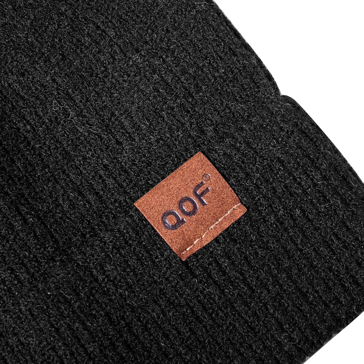 QOF Wintermodische Woll-Strickmütze für Damen und Herren, verdickte, warm gefütterte Unisex-Ski-Mütze mit Totenkopfkappe