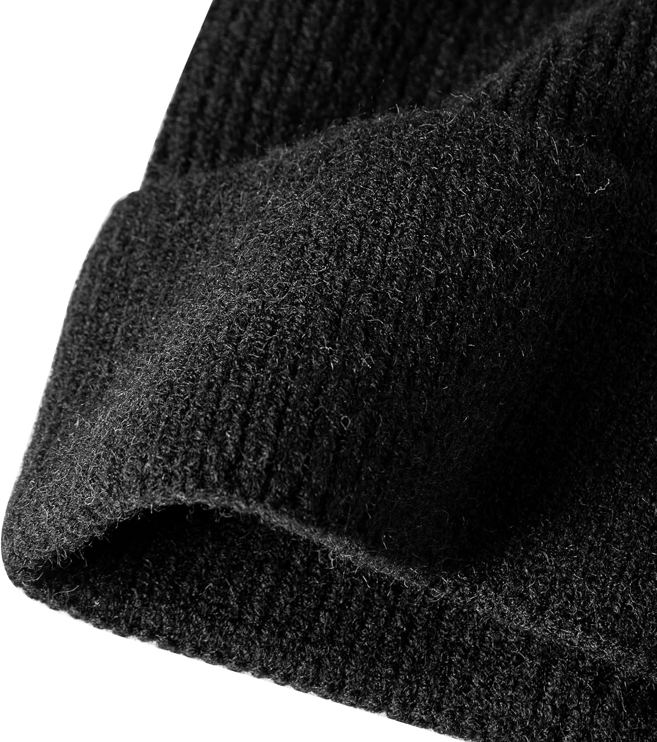 QOF Wintermodische Woll-Strickmütze für Damen und Herren, verdickte, warm gefütterte Unisex-Ski-Mütze mit Totenkopfkappe