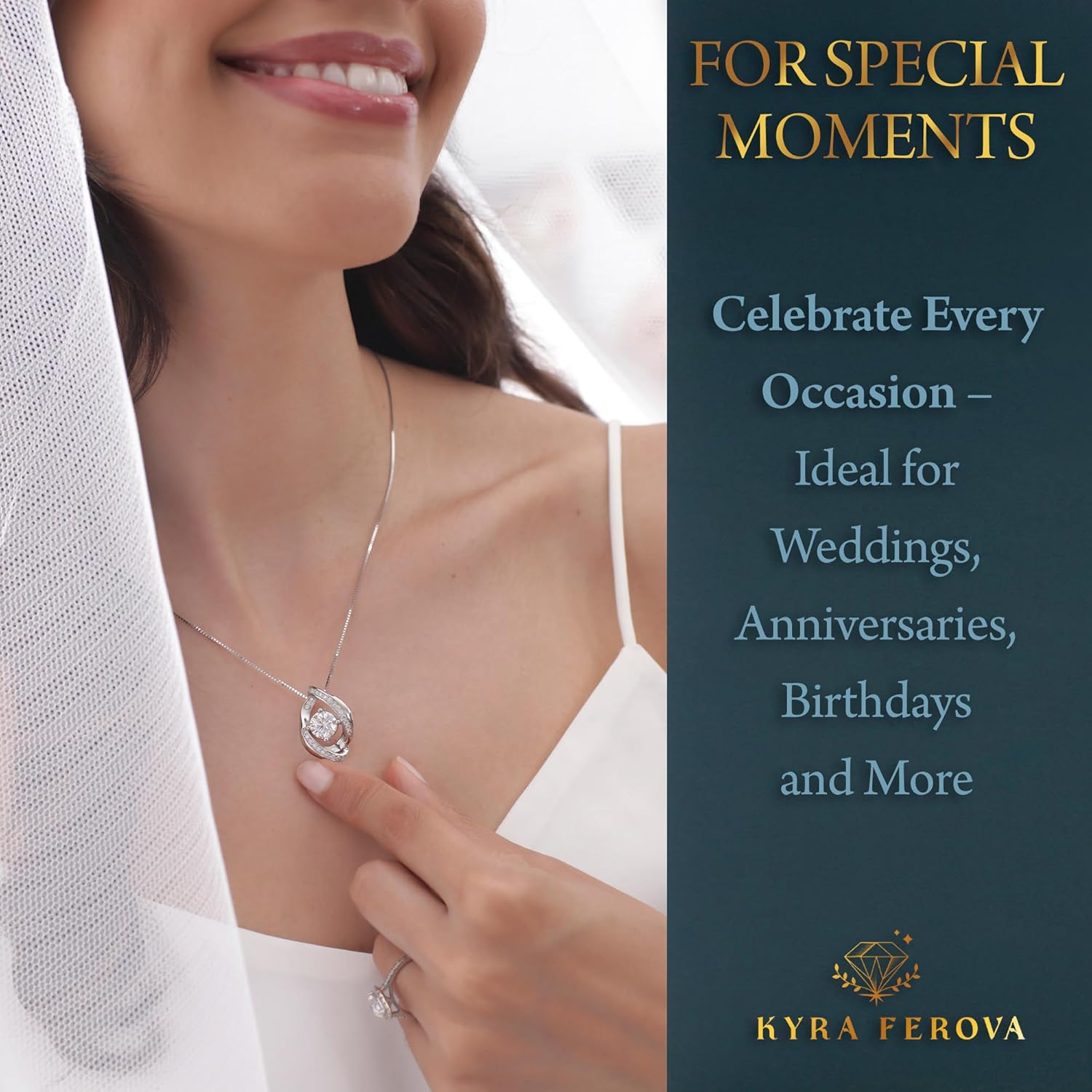 Certified Moissanite Pendant Necklace- Gift for Women- Silver Plated Necklace with Moissanite Diamond- Gift for Her, Gift for Wife Girlfriend Mother Birthday Gift · v5