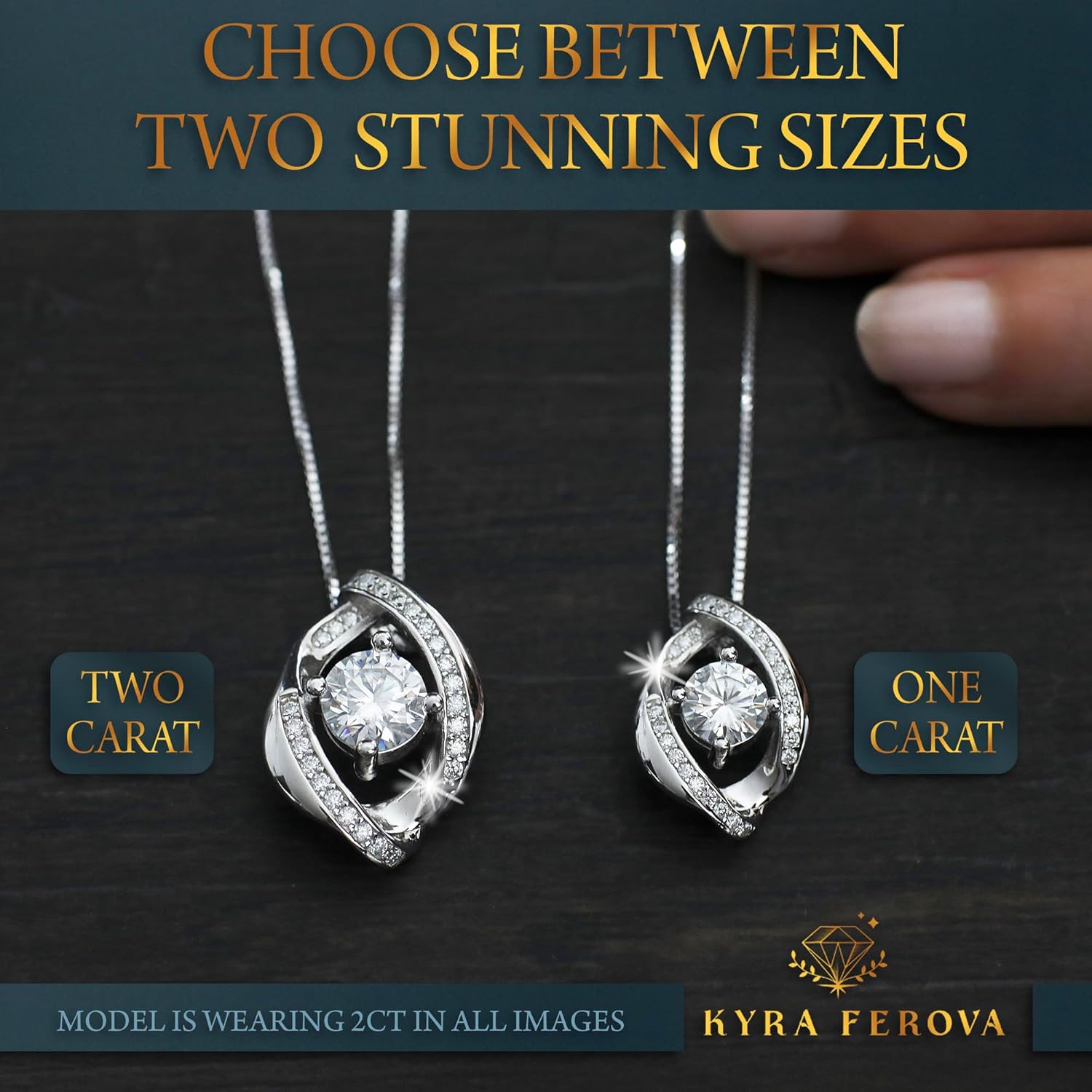 Certified Moissanite Pendant Necklace- Gift for Women- Silver Plated Necklace with Moissanite Diamond- Gift for Her, Gift for Wife Girlfriend Mother Birthday Gift · v5