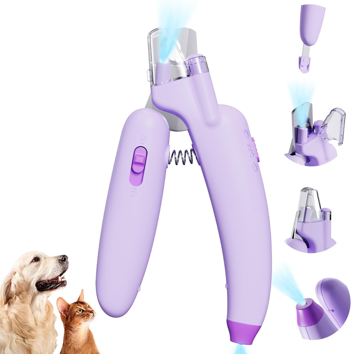 Dog  Cat Nail Clippers,Dog Nail Trimmers with 2 LED Lights, Powerful Safety Guard and Nail File to Avoid Over Cutting，Easily illuminate the bloodline,Suitable for Large to Medium Dogs, Cats purple-1