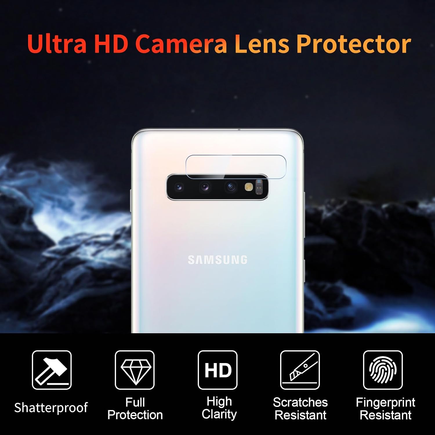 Lot de 2 protecteurs d'écran pour Samsung Galaxy S10/S10 Plus 6,4 pouces avec 2 protecteurs d'objectif d'appareil photo, film en verre trempé incurvé 3D anti-rayures, dureté 9H, transparent HD, compatible avec les étuis